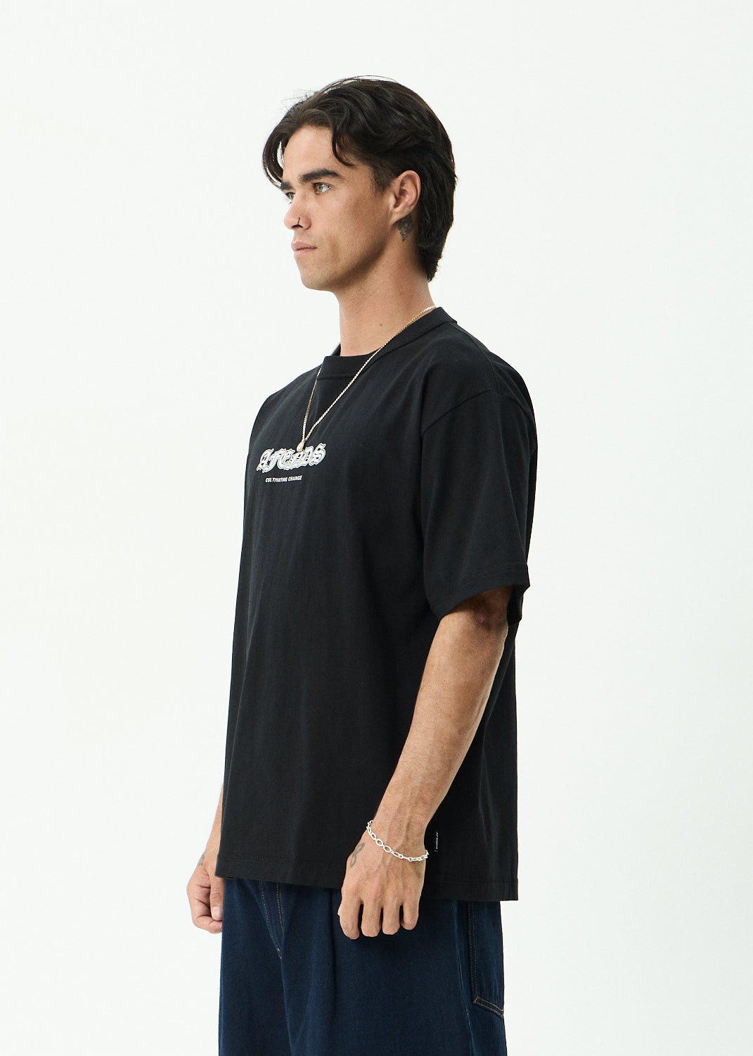 AFENDS Script - Boxy Tee - Black
