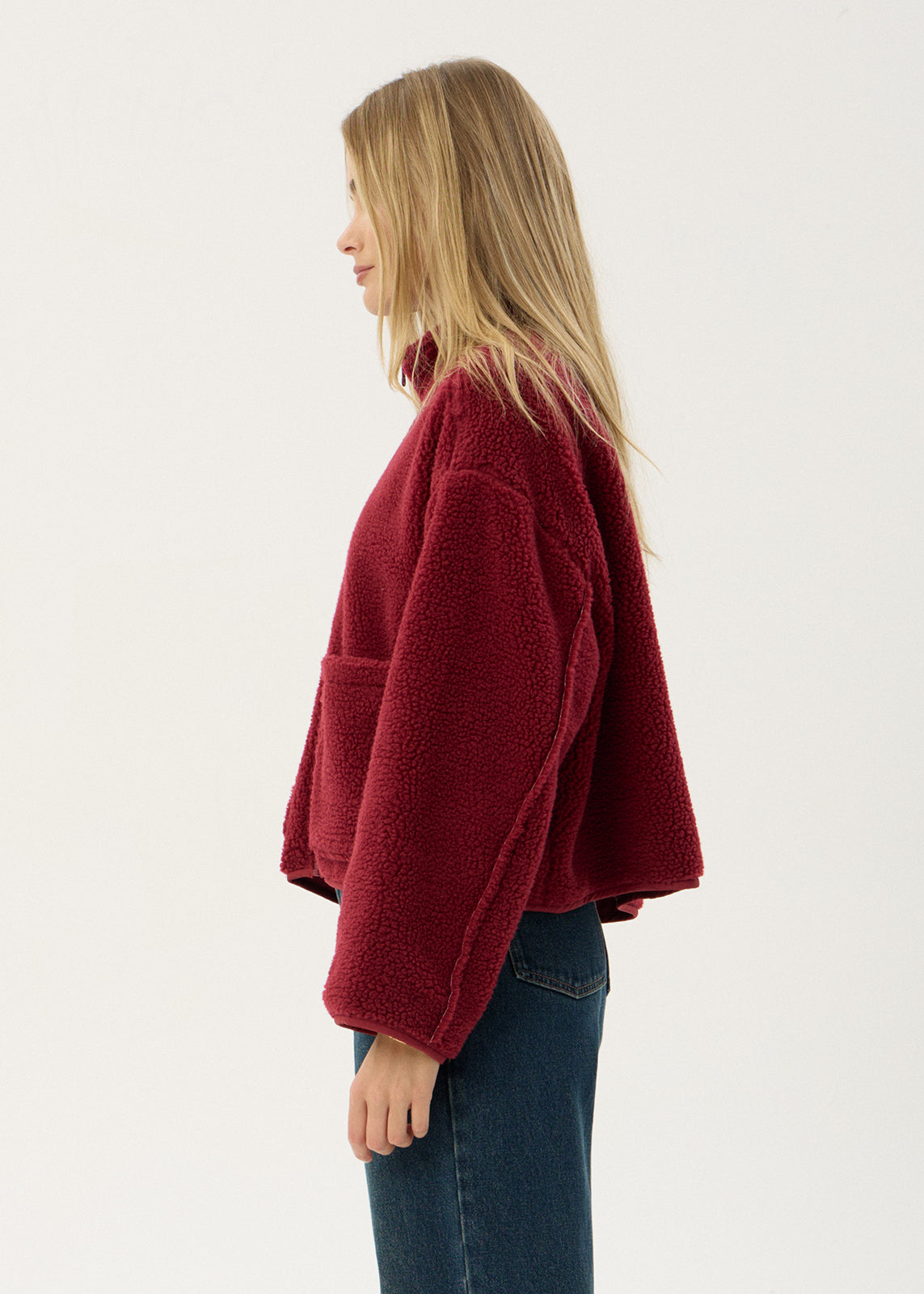 AFENDS Womens Berlin - Reversible Polar Fleece Jacket - Burgundy
