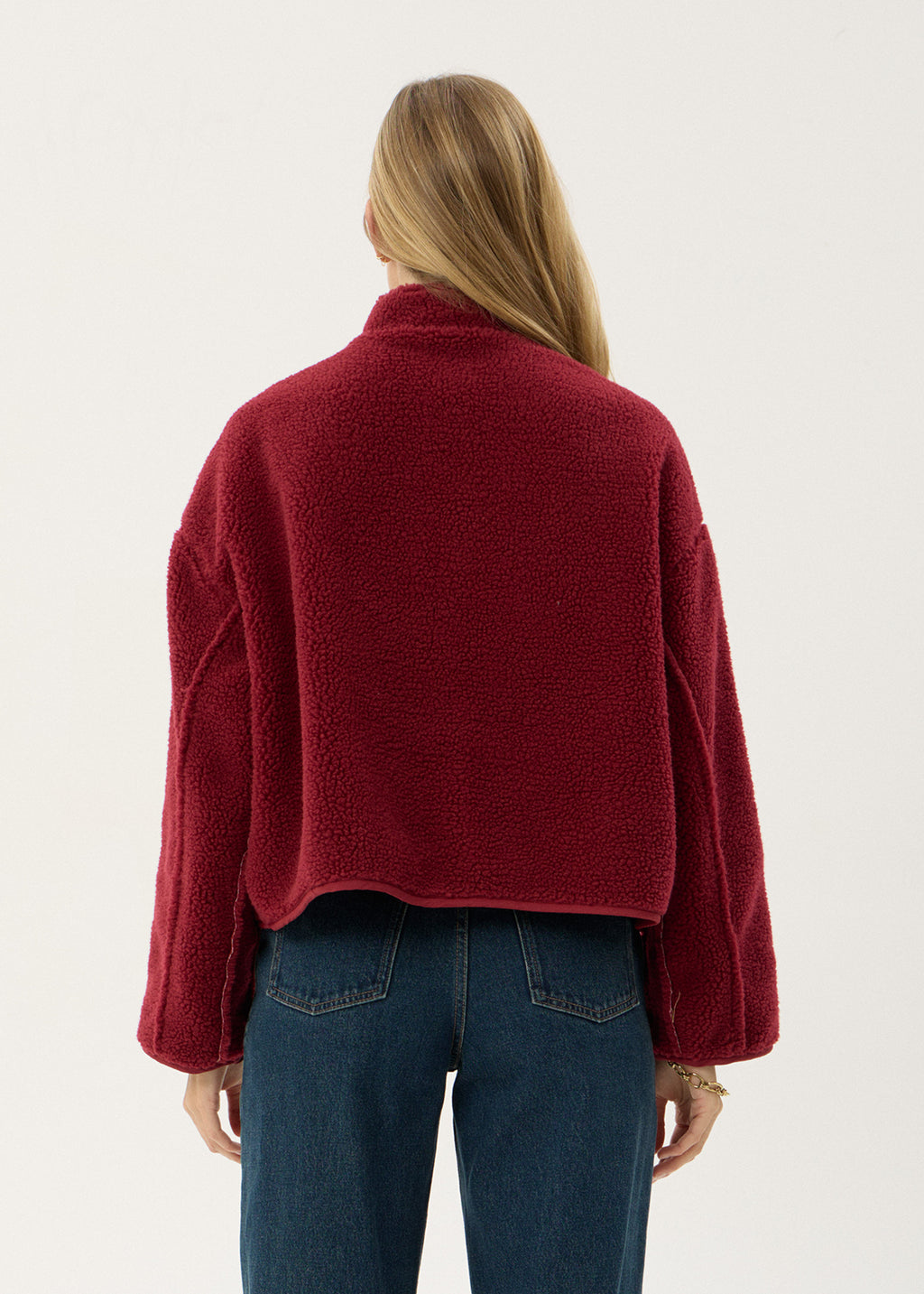 AFENDS Womens Berlin - Reversible Polar Fleece Jacket - Burgundy