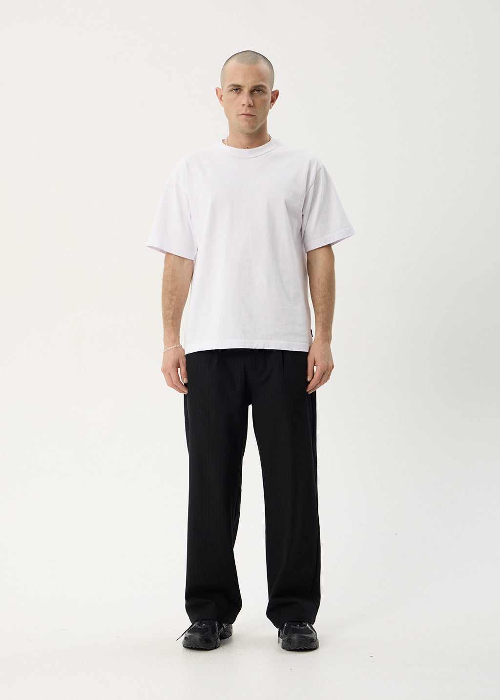 AFENDS Mens Business - Pleated Pants - Black Stripe
