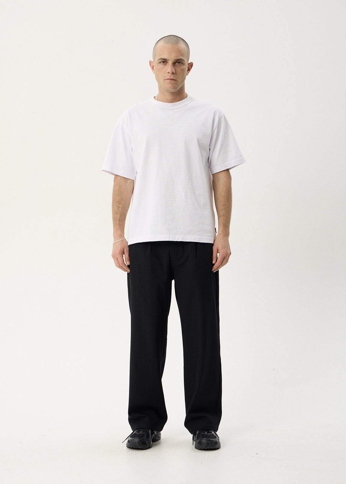 AFENDS Mens Business - Pleated Pants - Black Stripe