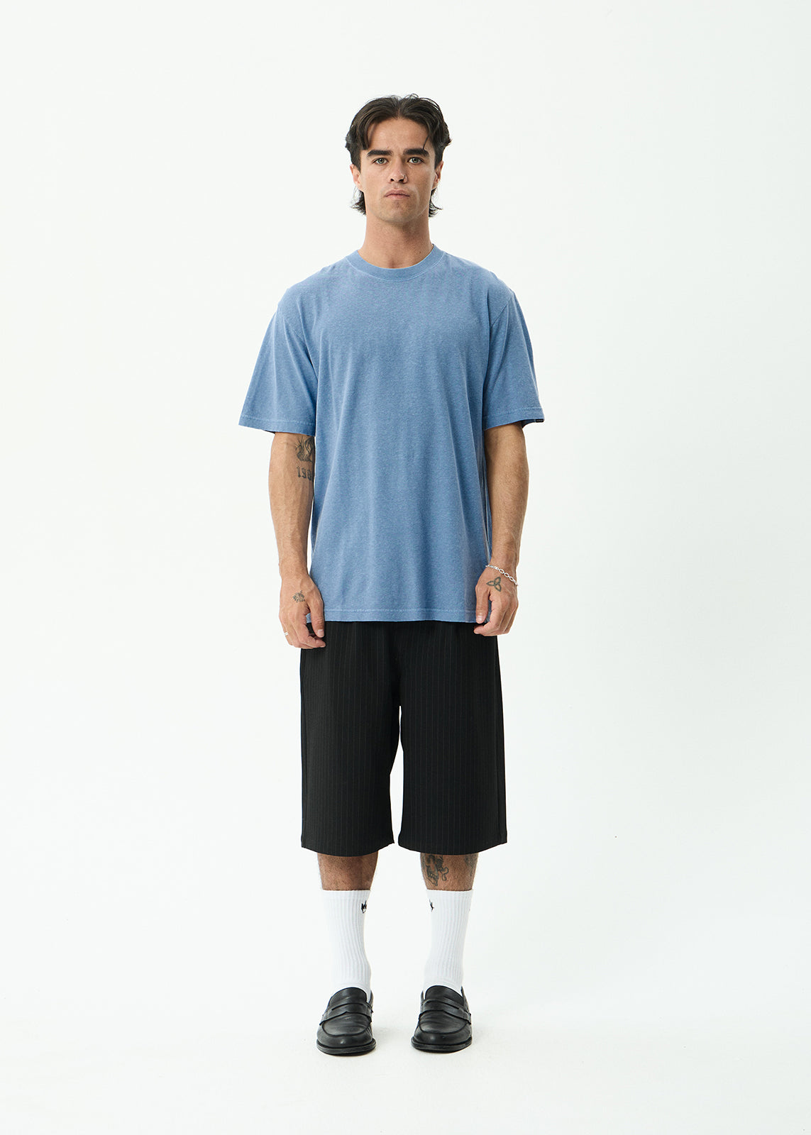 AFENDS Classic - Retro Tee - Washed Slate Blue