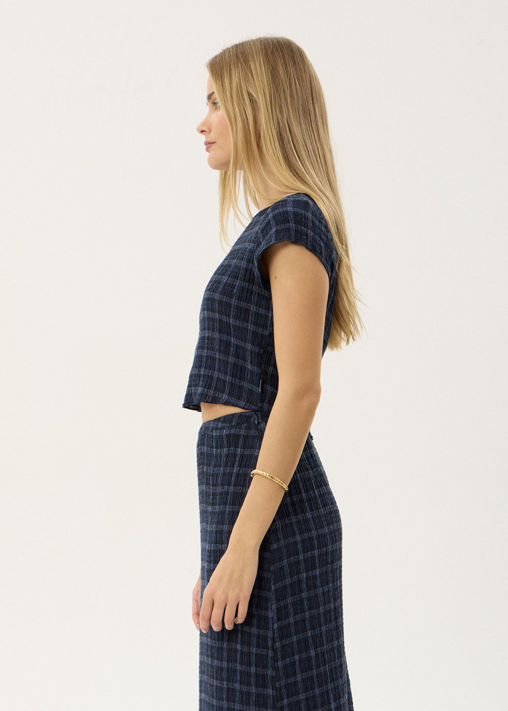 AFENDS Womens Darcy - Seersucker Top - Thea Midnight Check