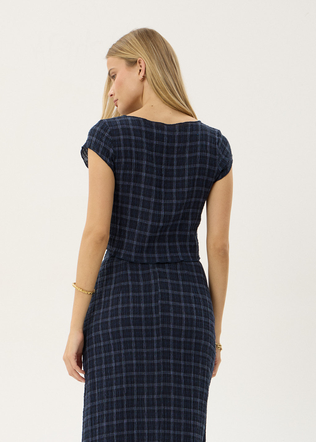 AFENDS Womens Darcy - Seersucker Top - Thea Midnight Check