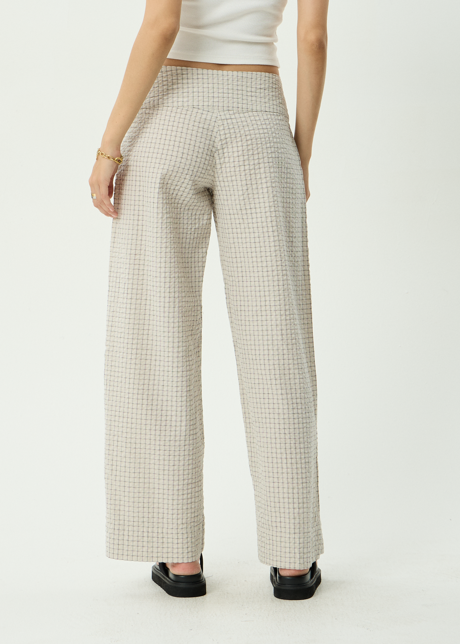 AFENDS Womens Sofia - Wide Leg Pant - Reverb Moonbeam Check