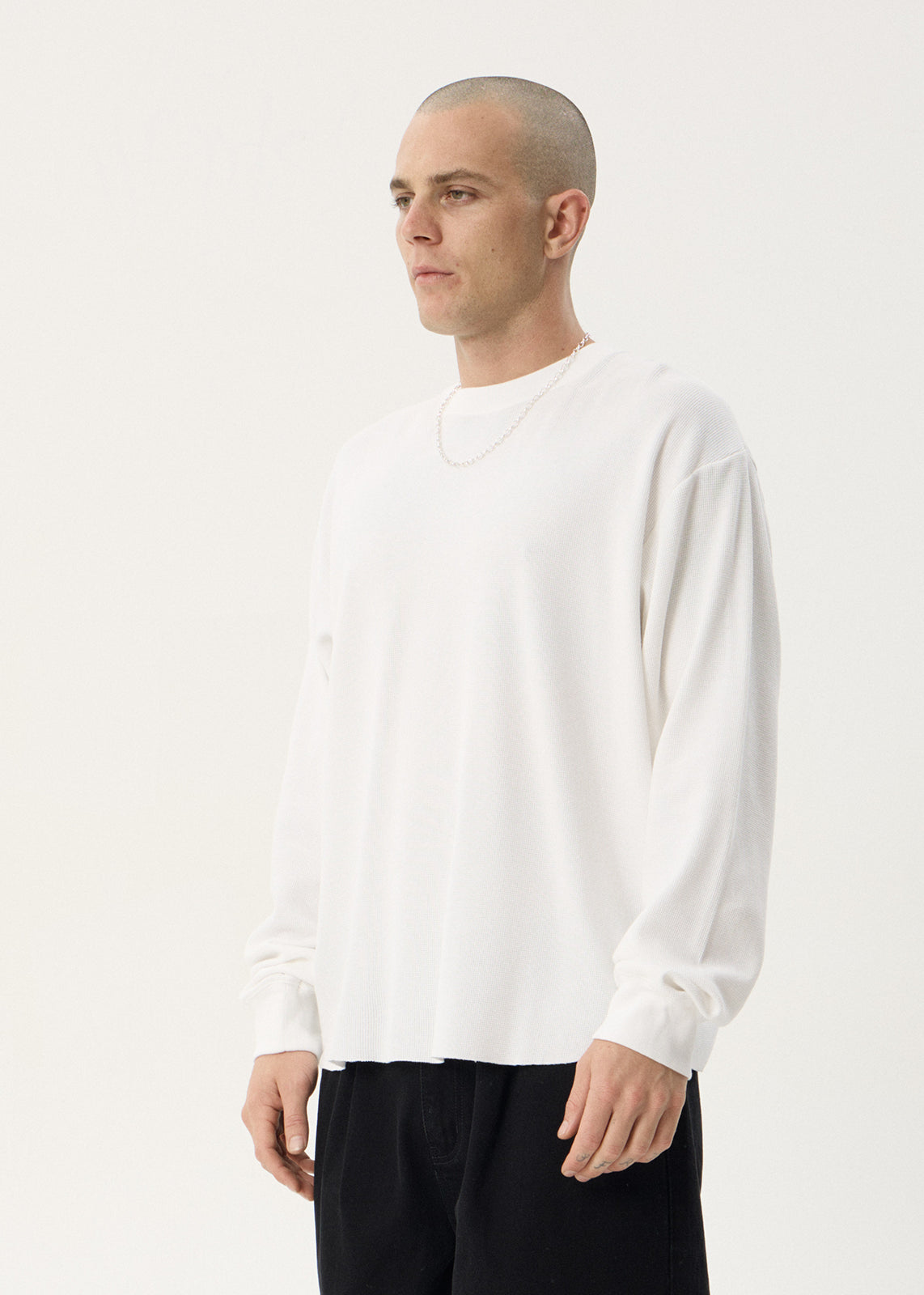 AFENDS Mens Genesis - Boxy Long Sleeve Tee - White