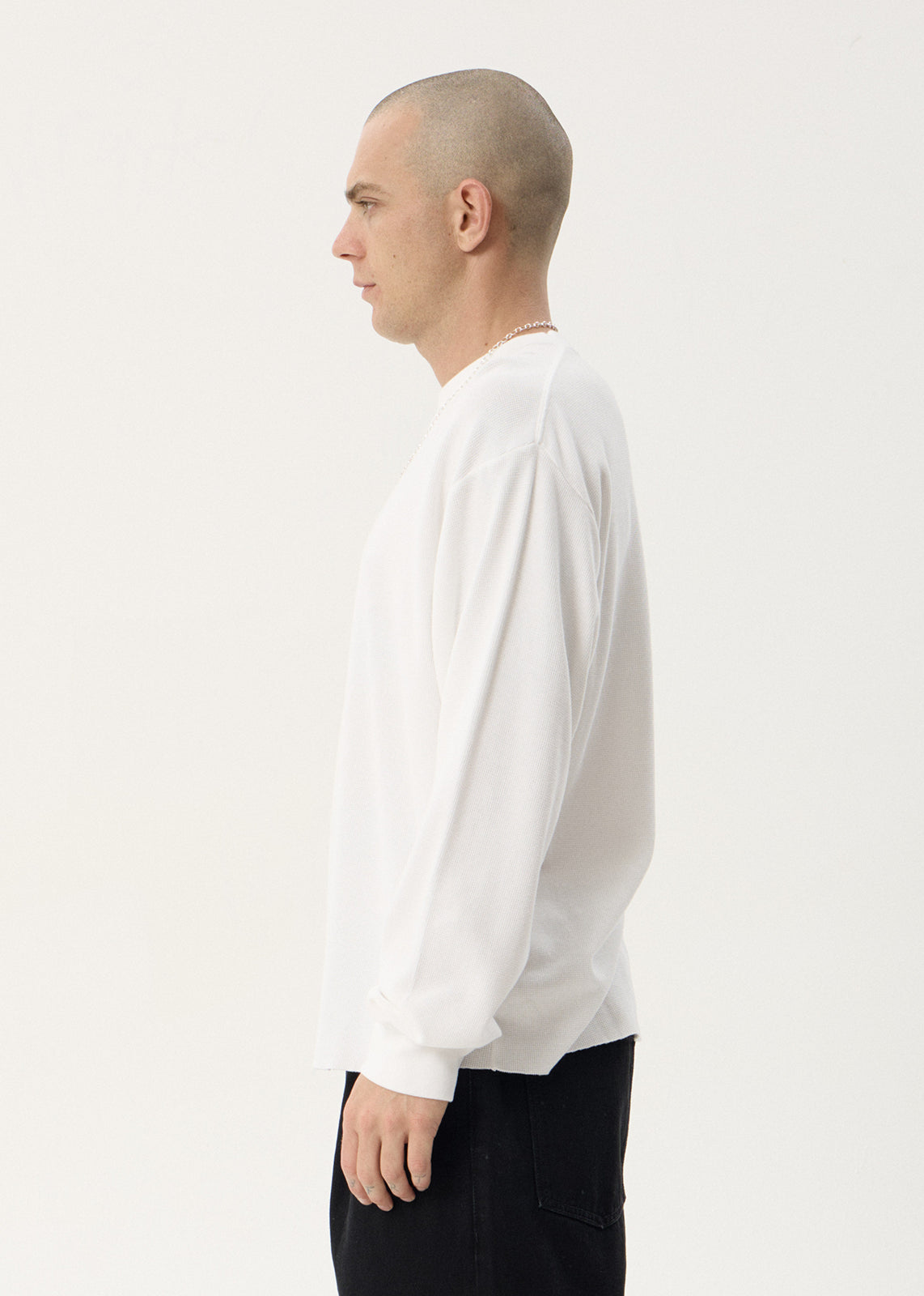 AFENDS Mens Genesis - Boxy Long Sleeve Tee - White