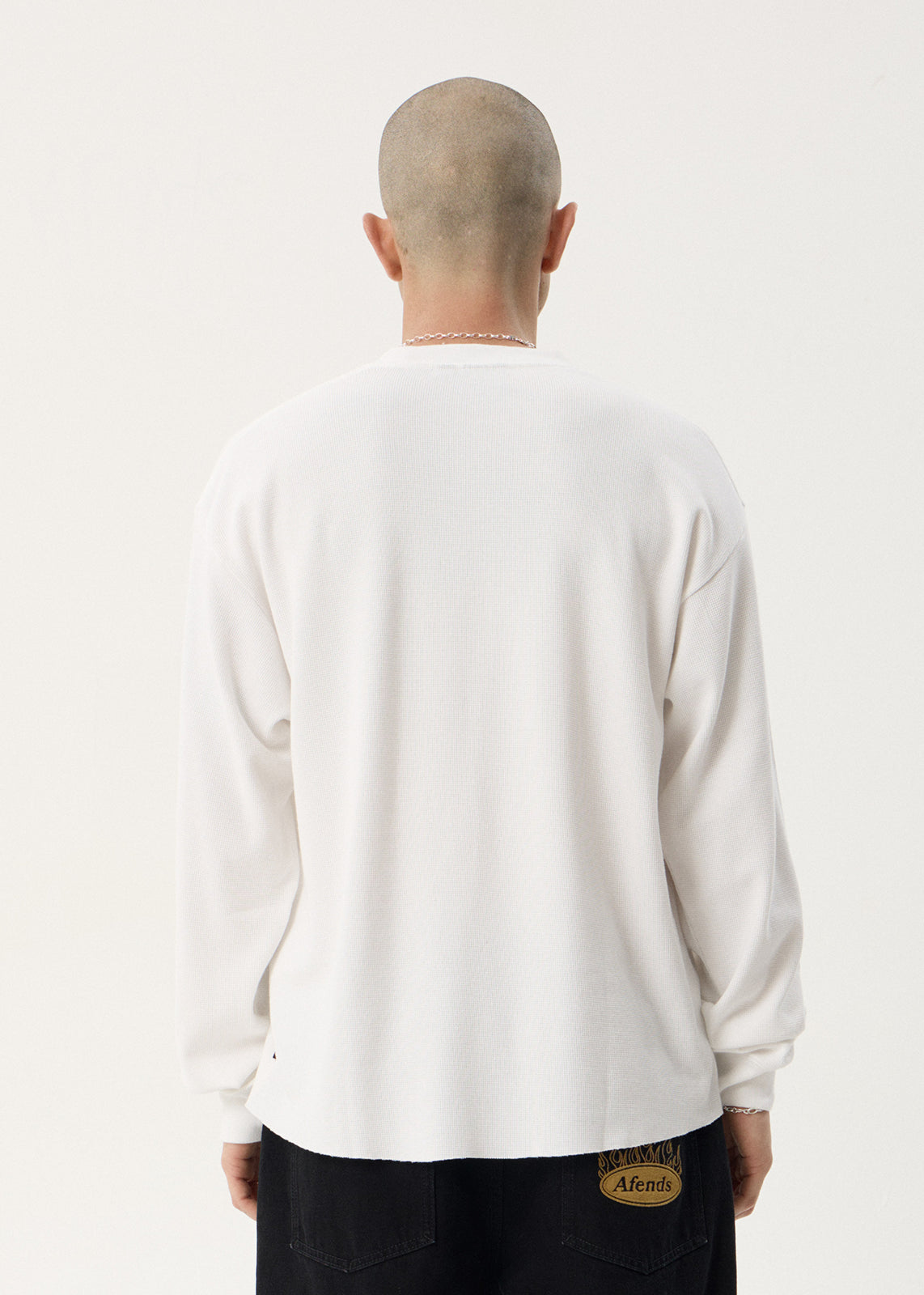 AFENDS Mens Genesis - Boxy Long Sleeve Tee - White