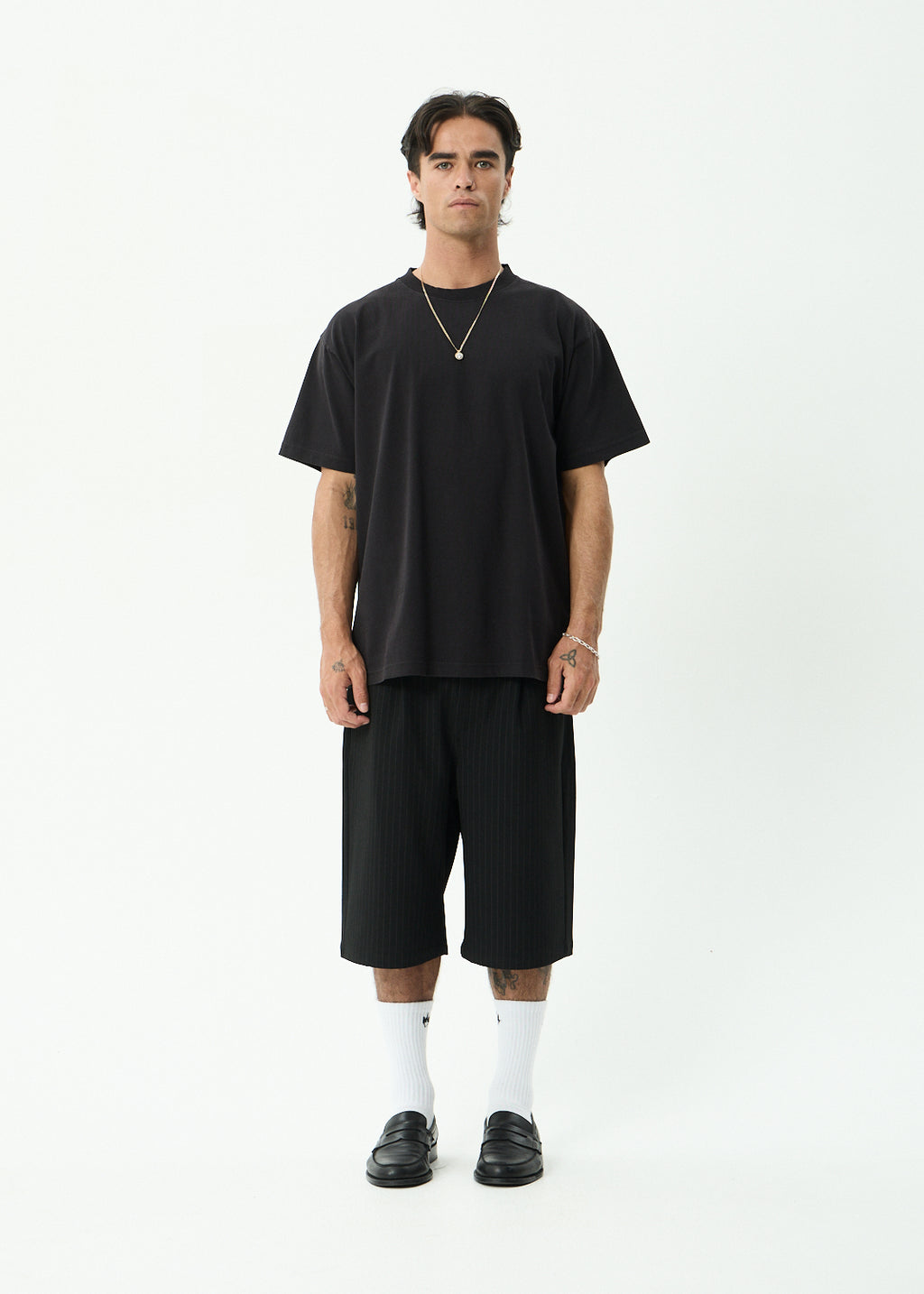 AFENDS Mens Genesis - Heavyweight Boxy Tee - Stone Black