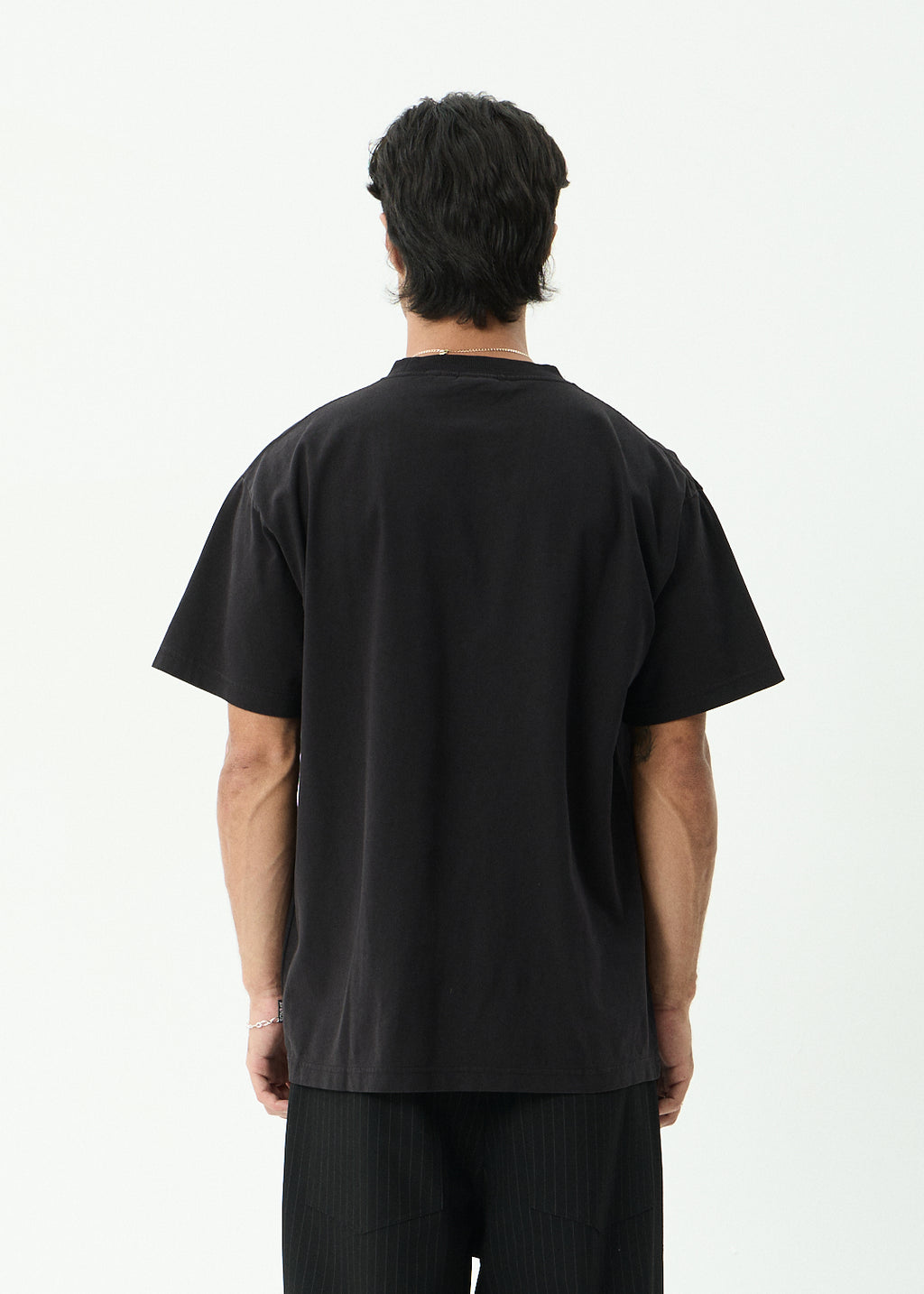 AFENDS Mens Genesis - Heavyweight Boxy Tee - Stone Black