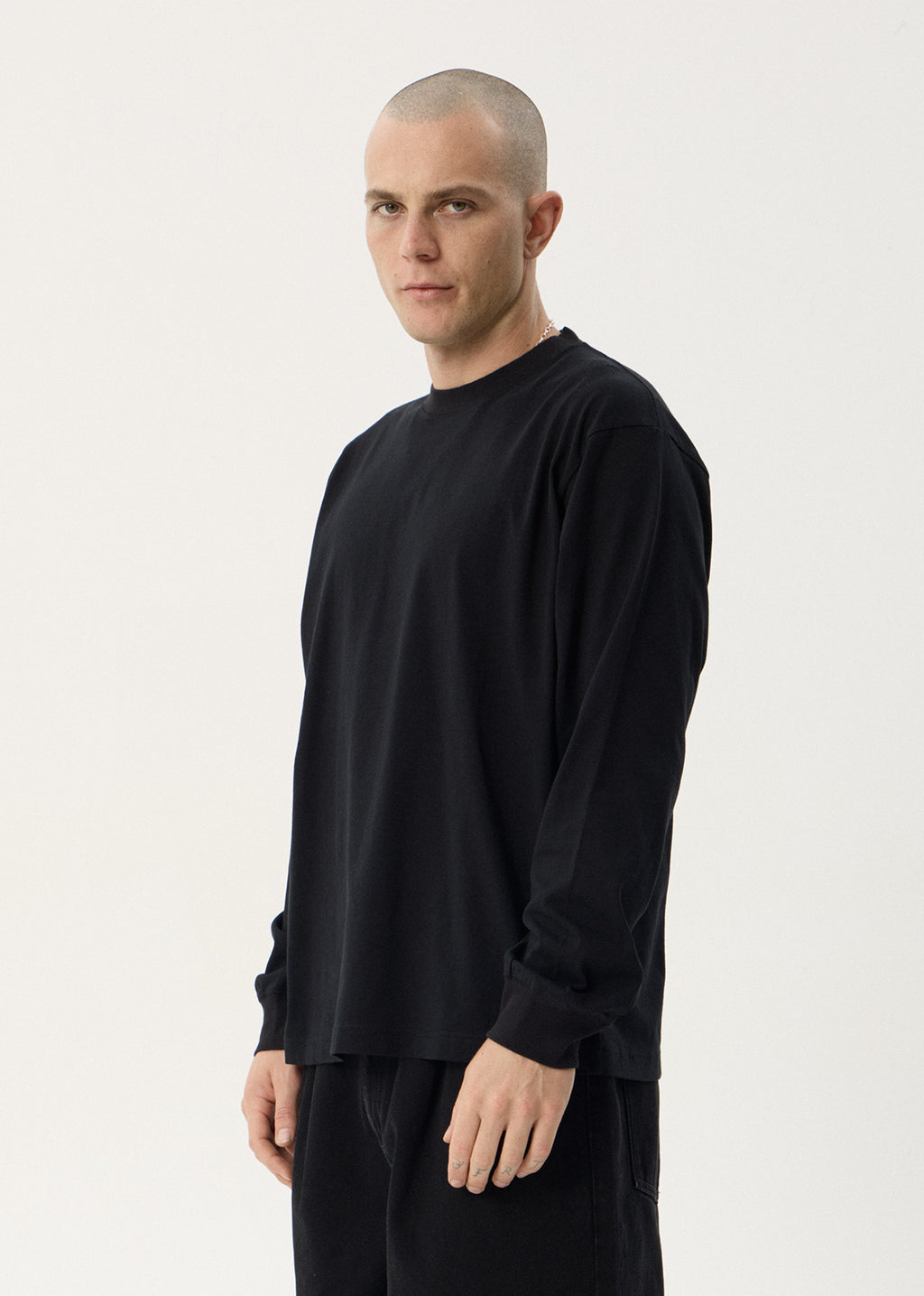 AFENDS Mens Genesis - Boxy Long Sleeve Tee - Black