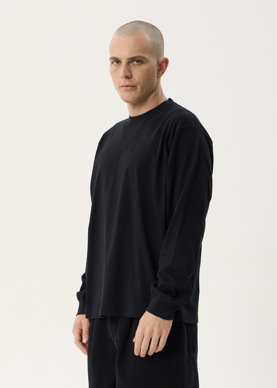 AFENDS Mens Genesis - Boxy Long Sleeve Tee - Black