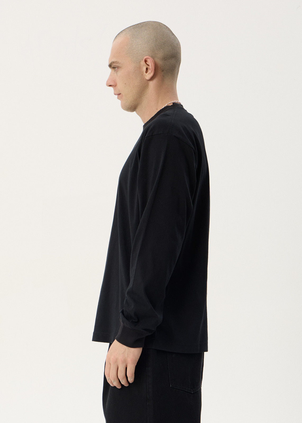 AFENDS Mens Genesis - Boxy Long Sleeve Tee - Black