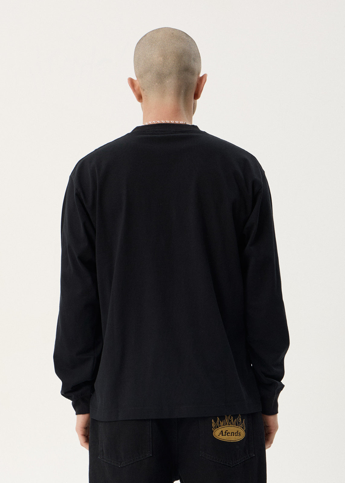 AFENDS Mens Genesis - Boxy Long Sleeve Tee - Black