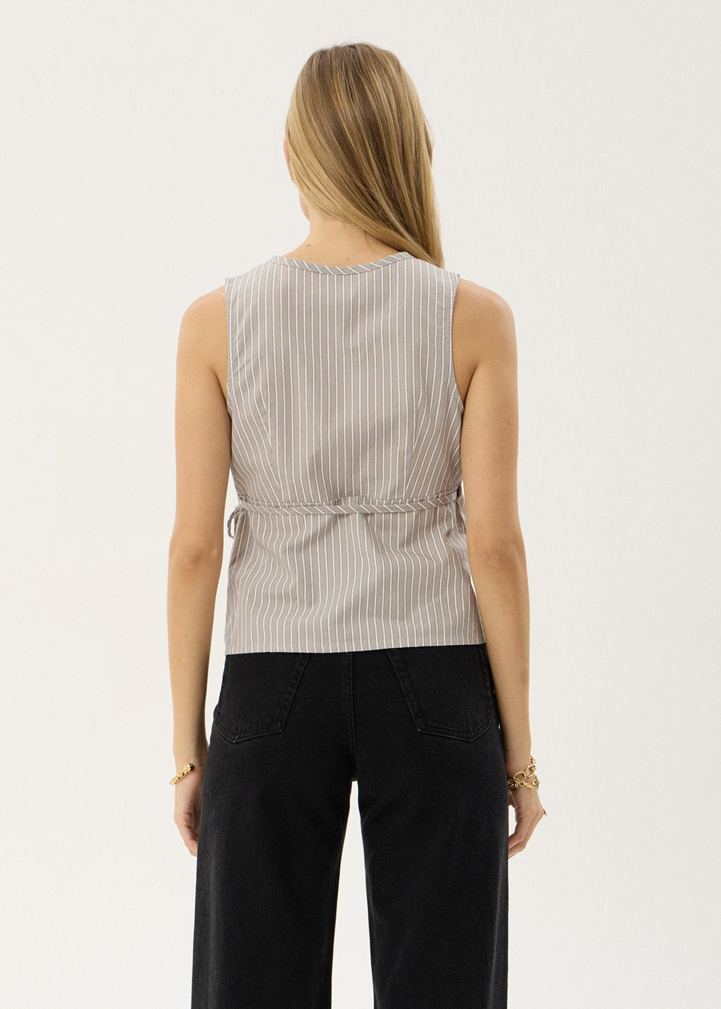 AFENDS Womens Tiara - Wrap Top - Olive Stripe