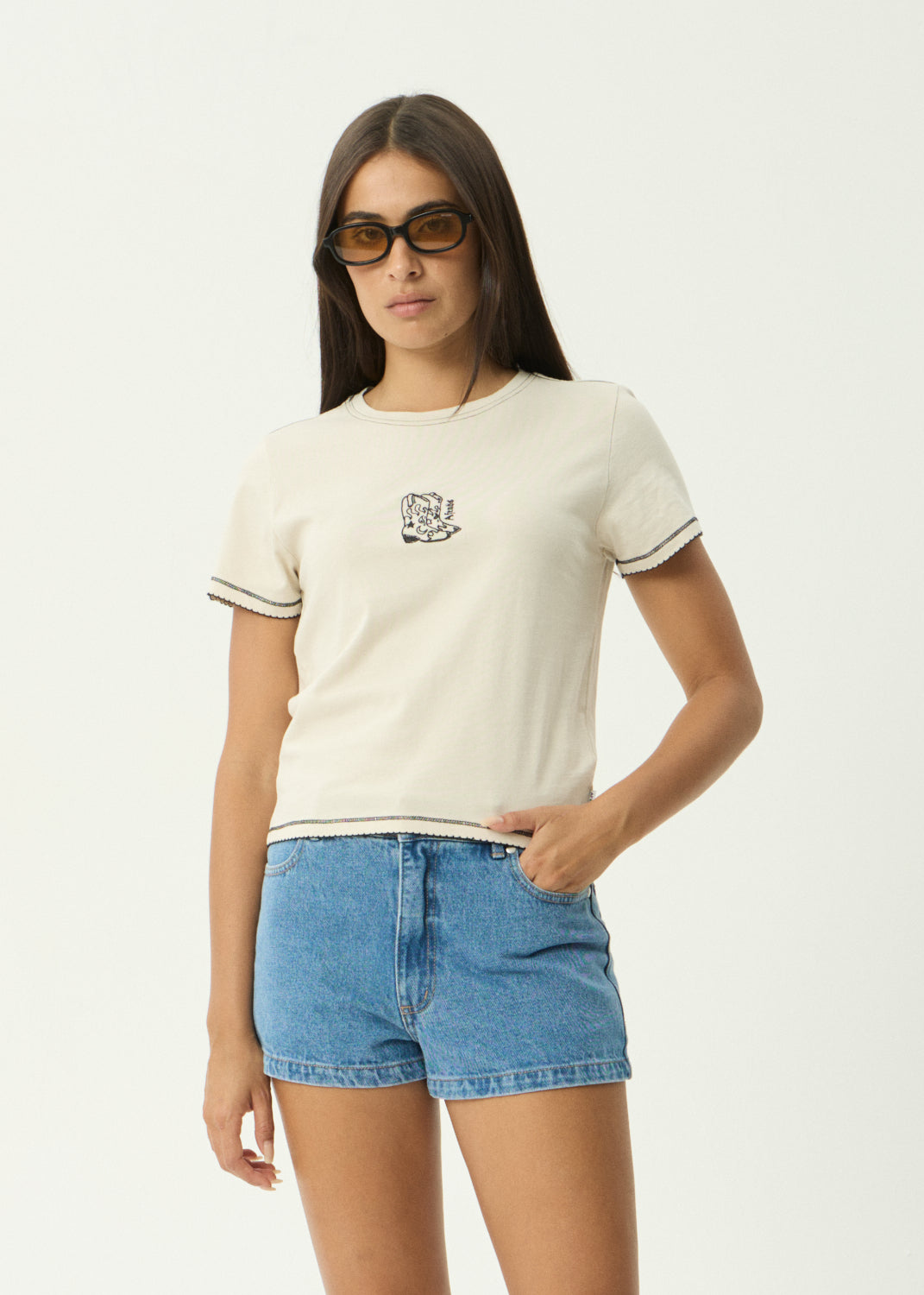 AFENDS Bandida - Baby Tee - Moonbeam