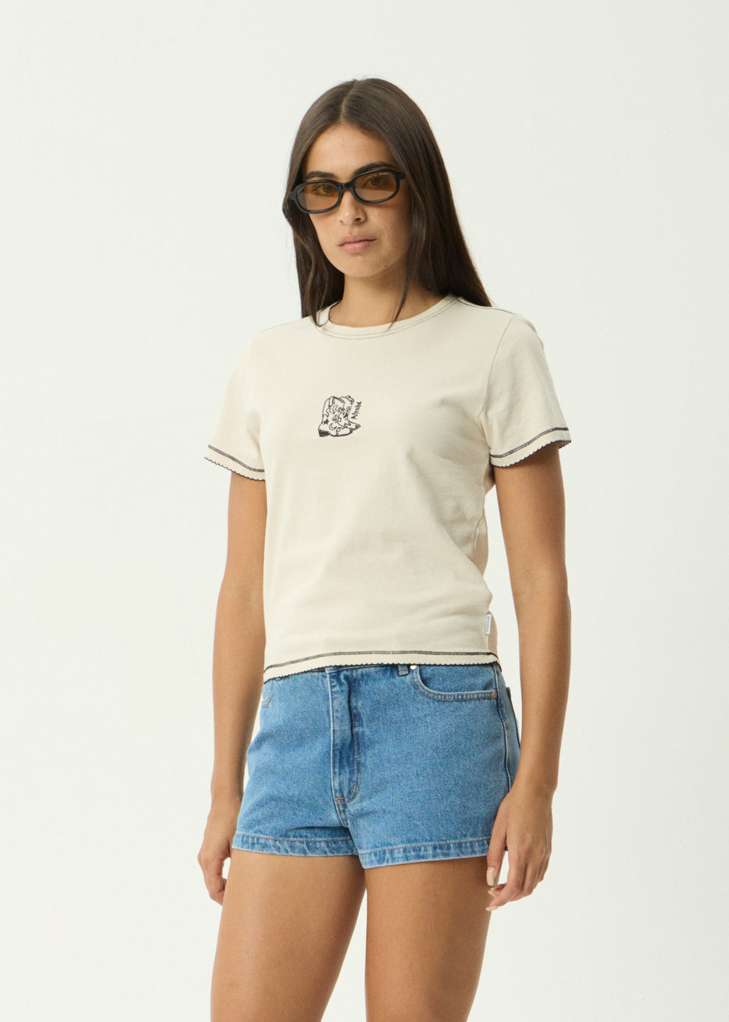 AFENDS Bandida - Baby Tee - Moonbeam