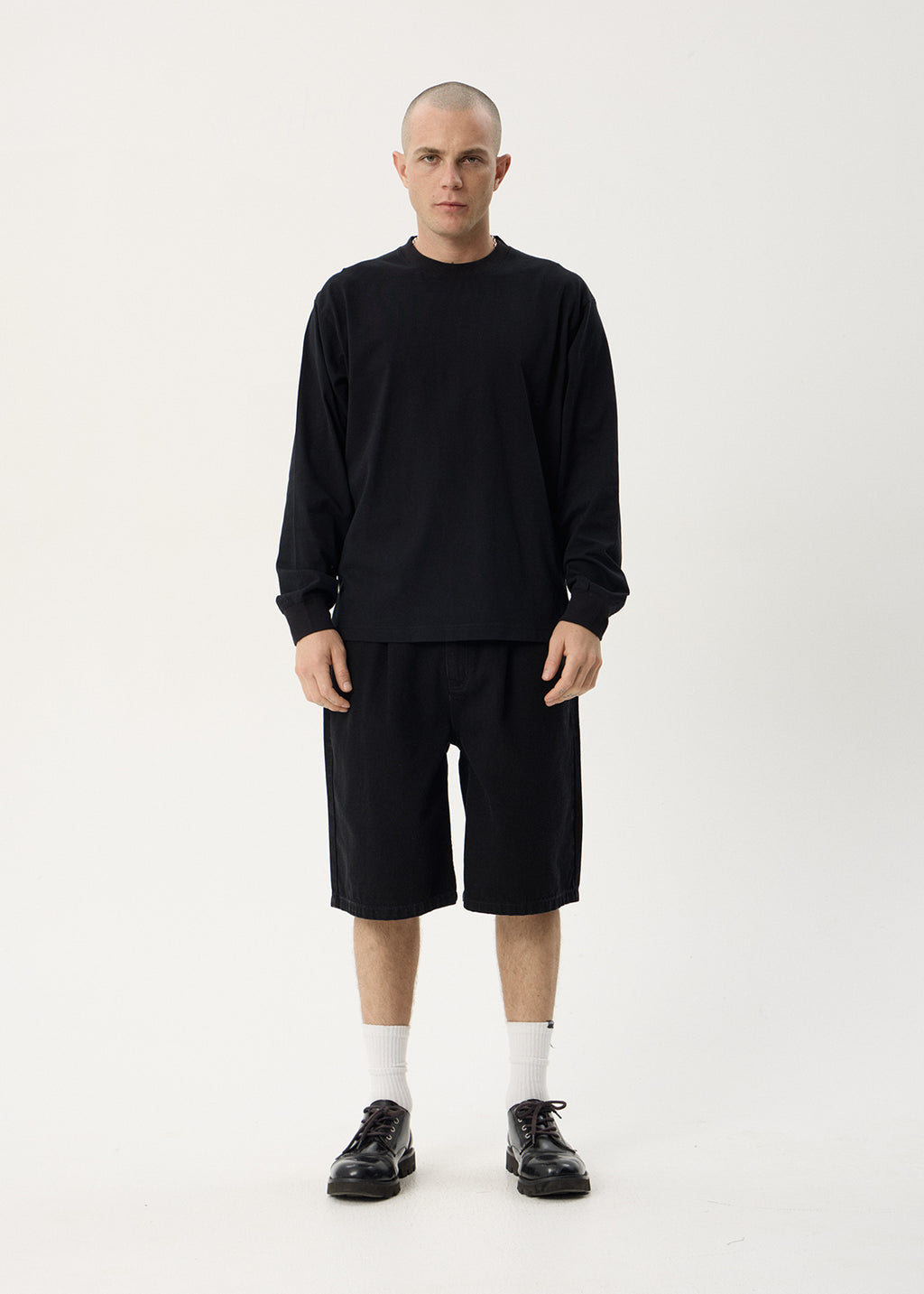 AFENDS Mens Genesis - Boxy Long Sleeve Tee - Black