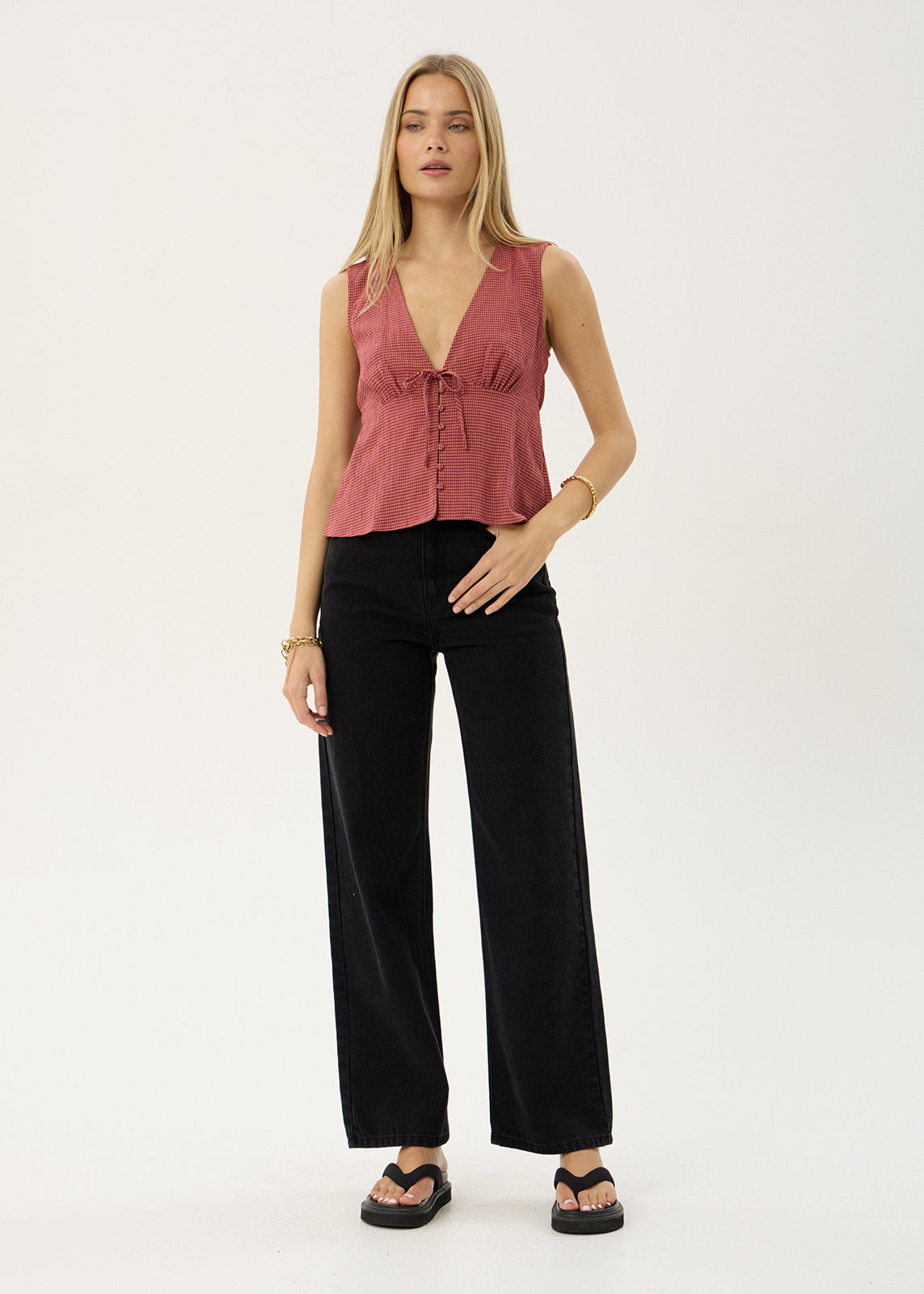 AFENDS Womens Dahlia - Short Sleeve Top - Indy Rose Check
