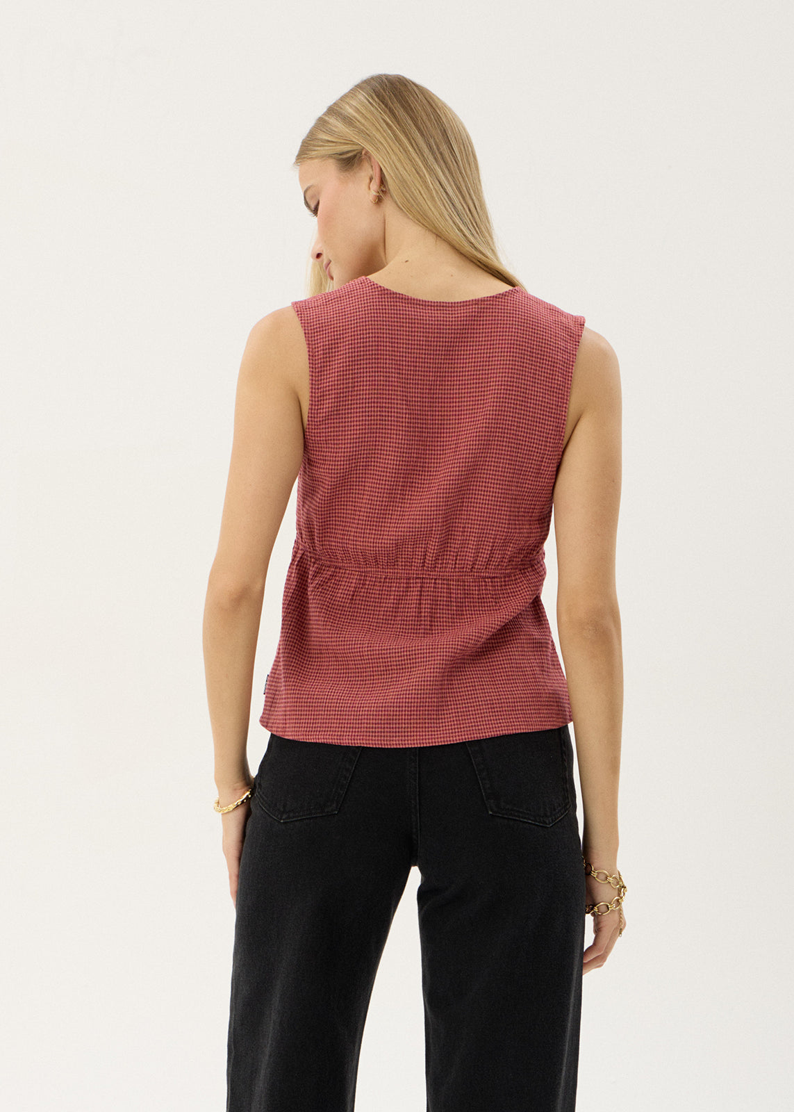 AFENDS Womens Dahlia - Short Sleeve Top - Indy Rose Check