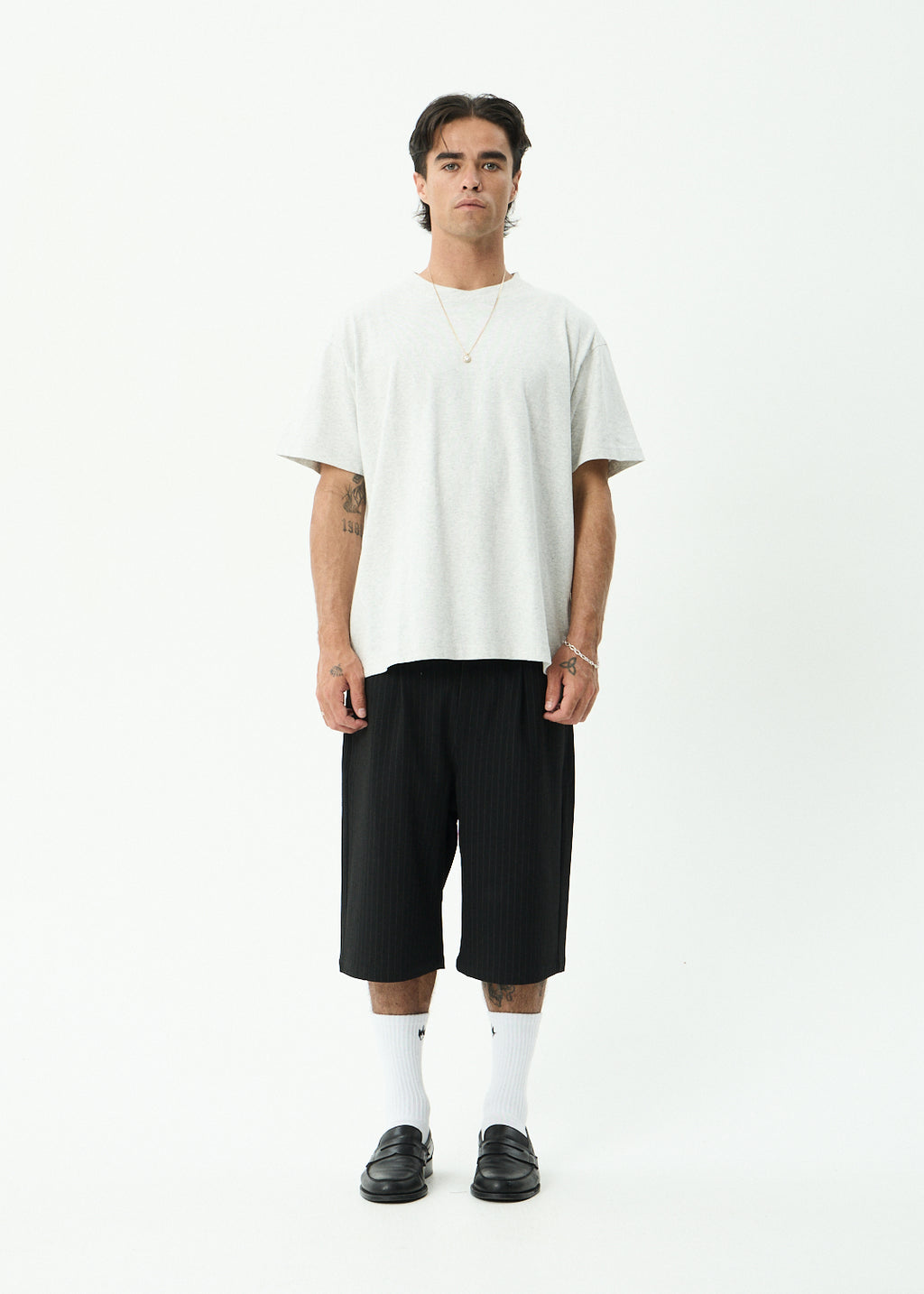 AFENDS Mens Genesis - Heavyweight Boxy Tee - Grey Marle