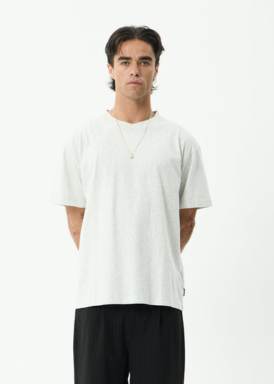 AFENDS Mens Genesis - Heavyweight Boxy Tee - Grey Marle