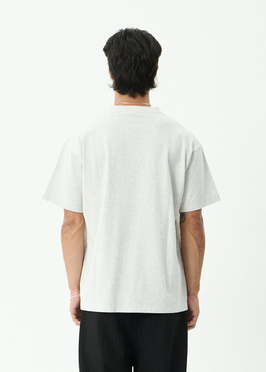 AFENDS Mens Genesis - Heavyweight Boxy Tee - Grey Marle