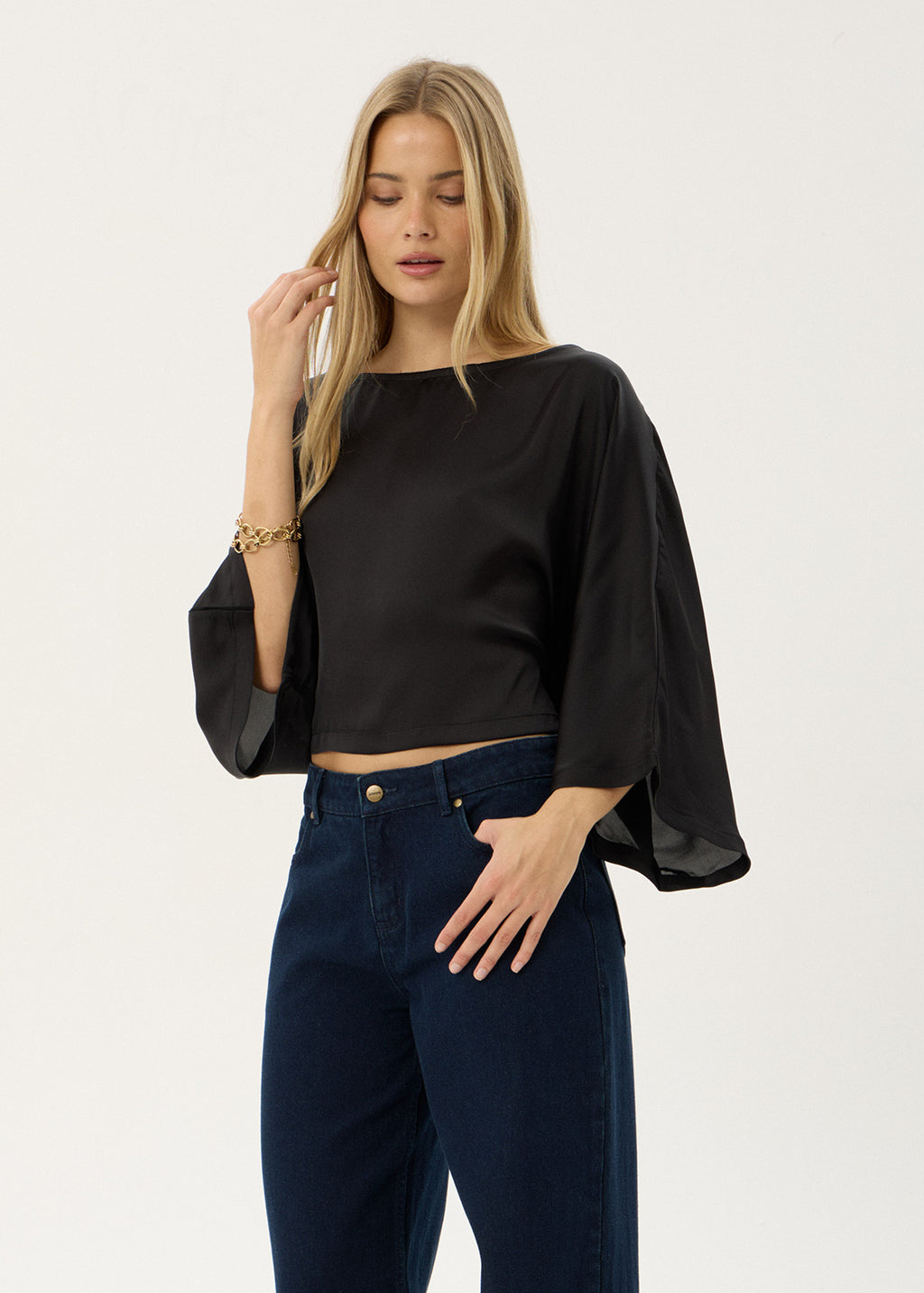 AFENDS Womens Ari - Batwing Top - Black