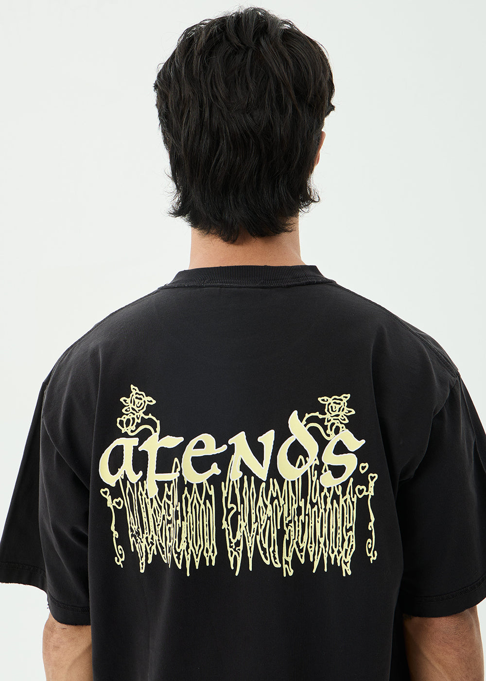 AFENDS Mens Pent-A-Gone - Heavyweight Boxy Tee - Stone Black