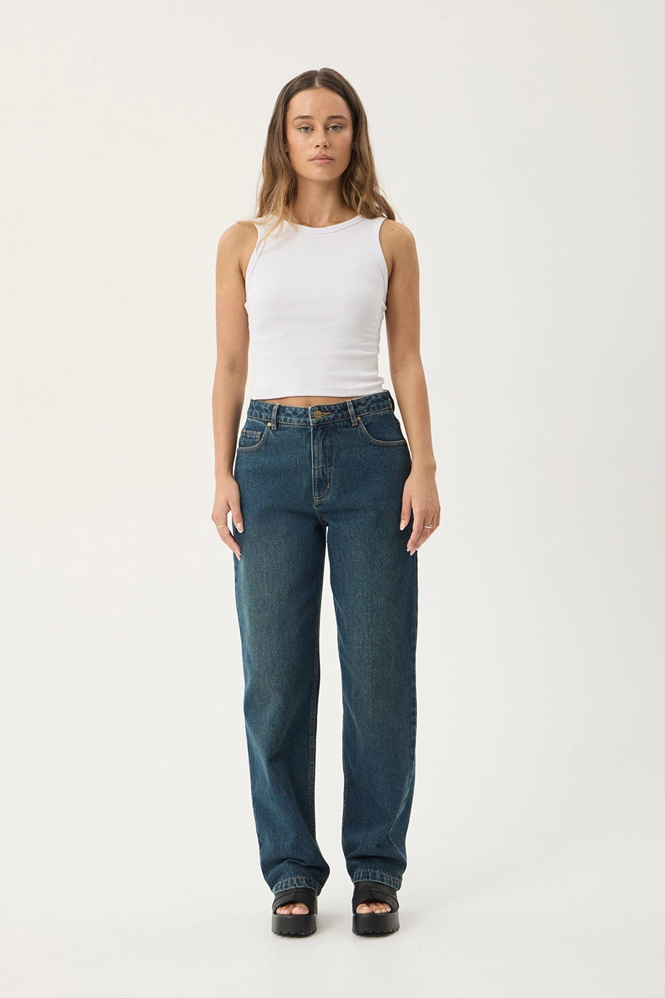 AFENDS Womens Leila - Straight Leg Jeans - Vintage Wash