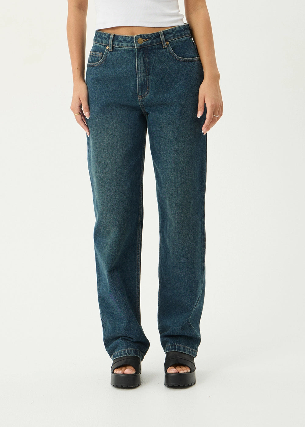 AFENDS Womens Leila - Straight Leg Jeans - Vintage Wash
