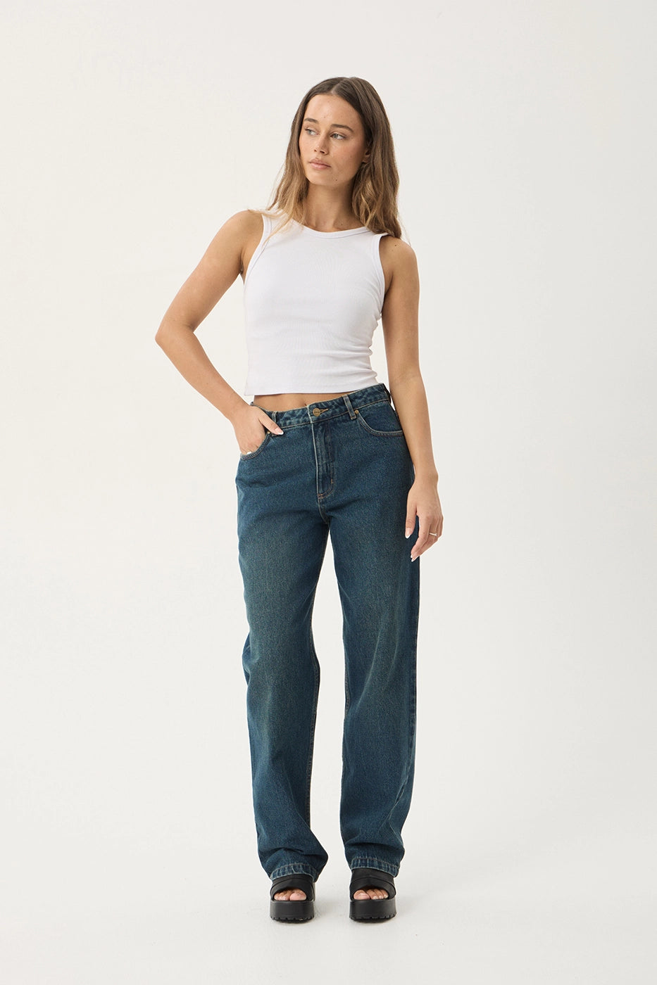 AFENDS Womens Leila - Straight Leg Jeans - Vintage Wash
