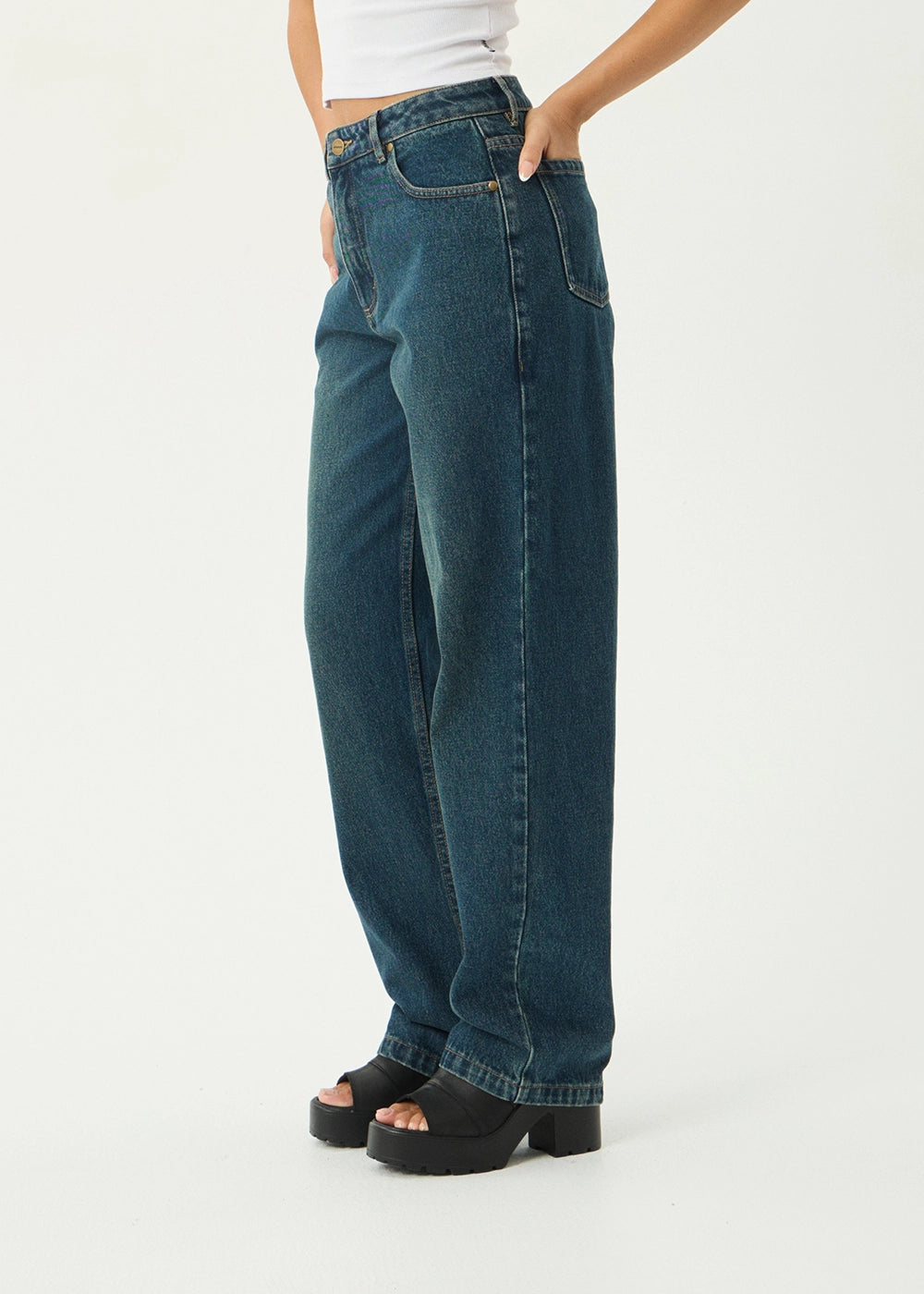 AFENDS Womens Leila - Straight Leg Jeans - Vintage Wash