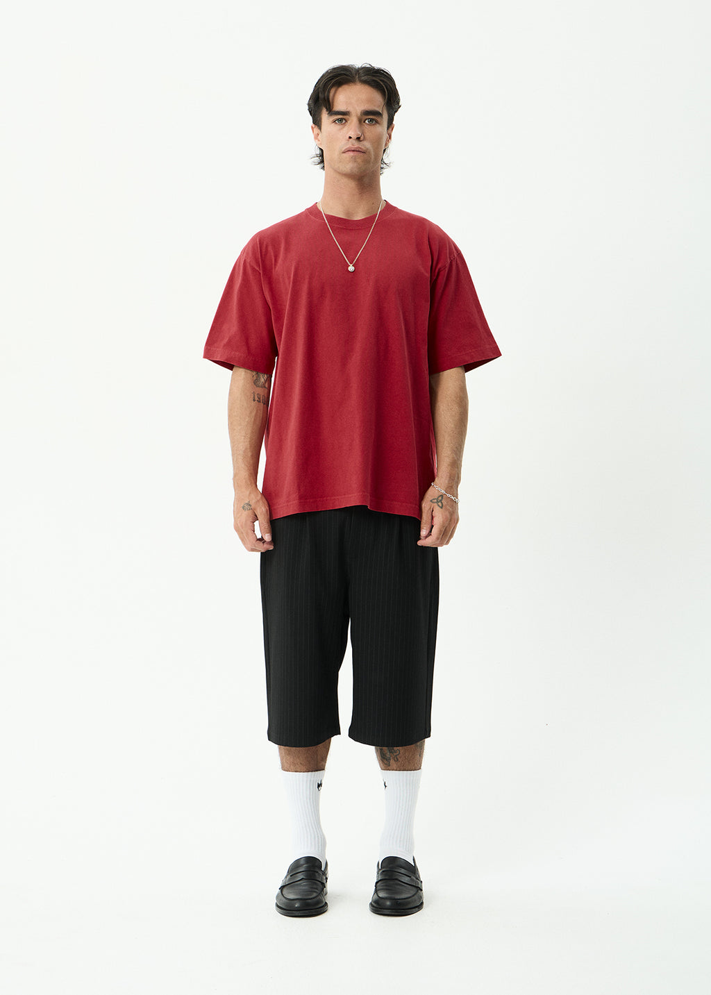 AFENDS Genesis - Heavyweight Boxy Tee - Vintage Cherry