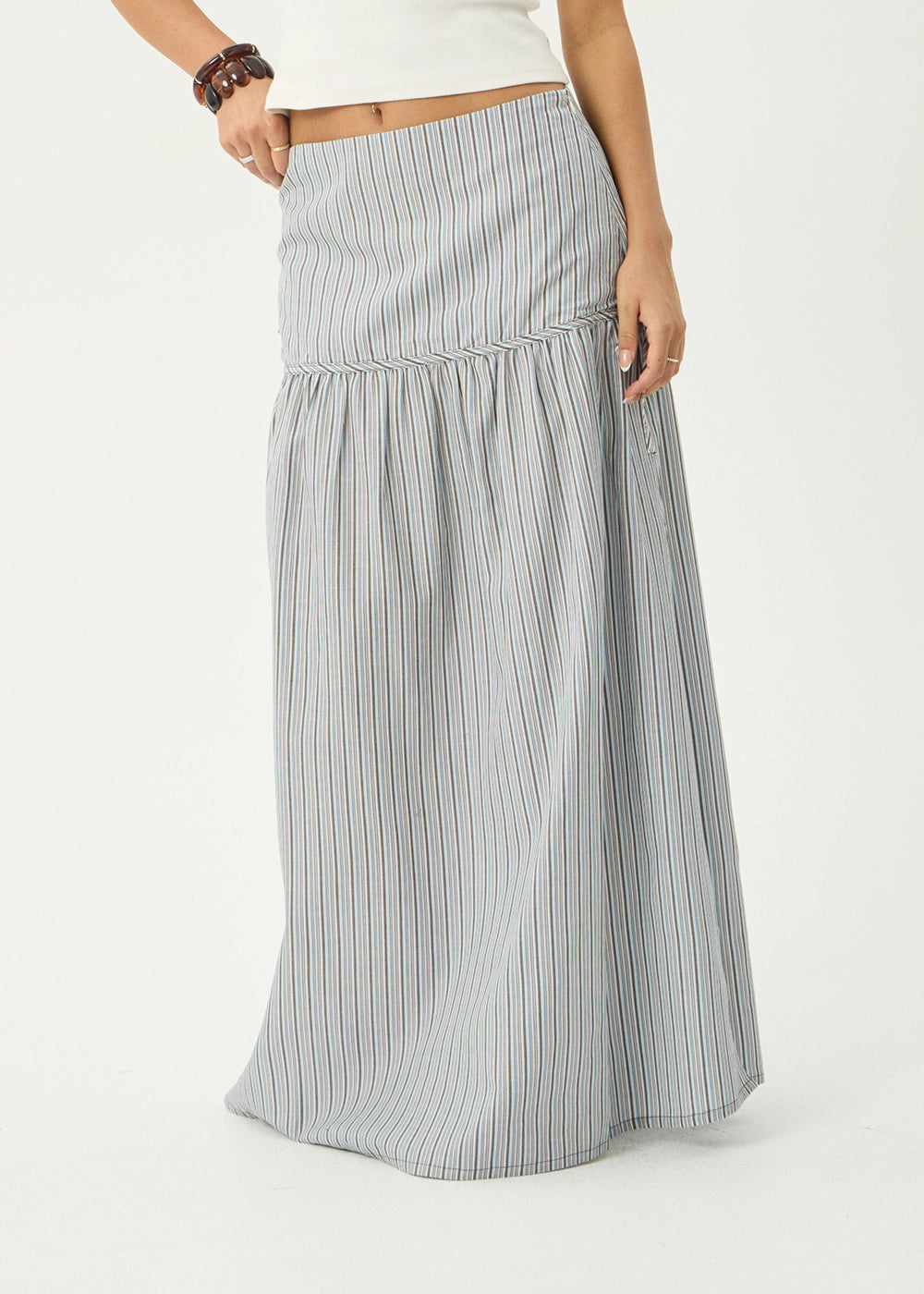 AFENDS Womens Nadia - Maxi Skirt - Coffee / Blue Stripe