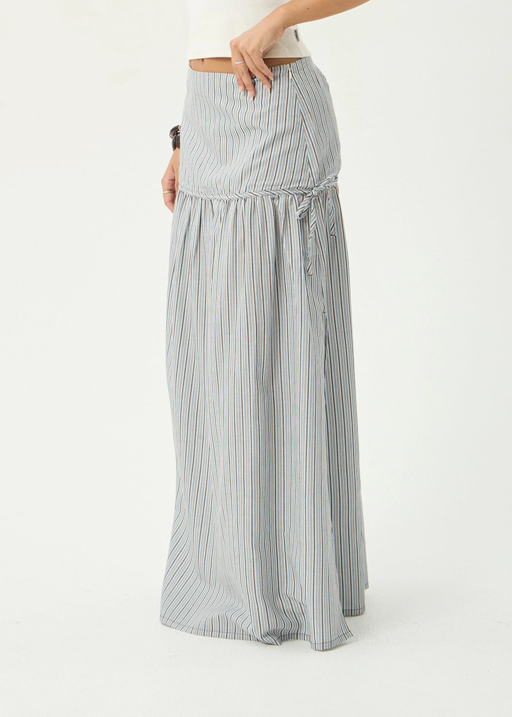 AFENDS Womens Nadia - Maxi Skirt - Coffee / Blue Stripe