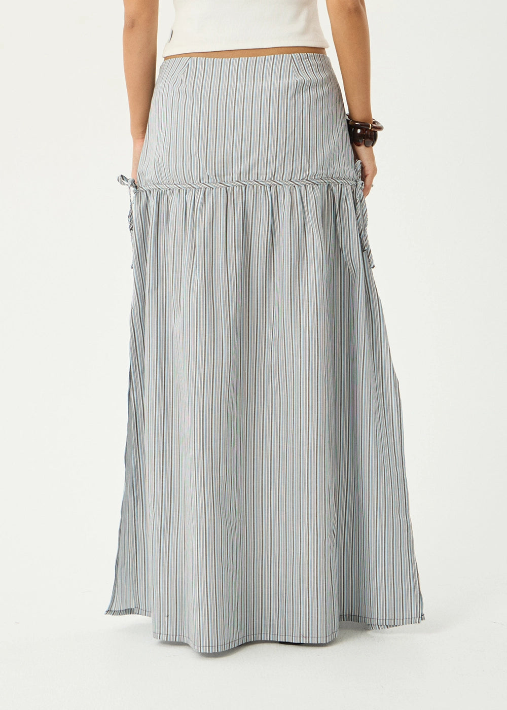 AFENDS Womens Nadia - Maxi Skirt - Coffee / Blue Stripe