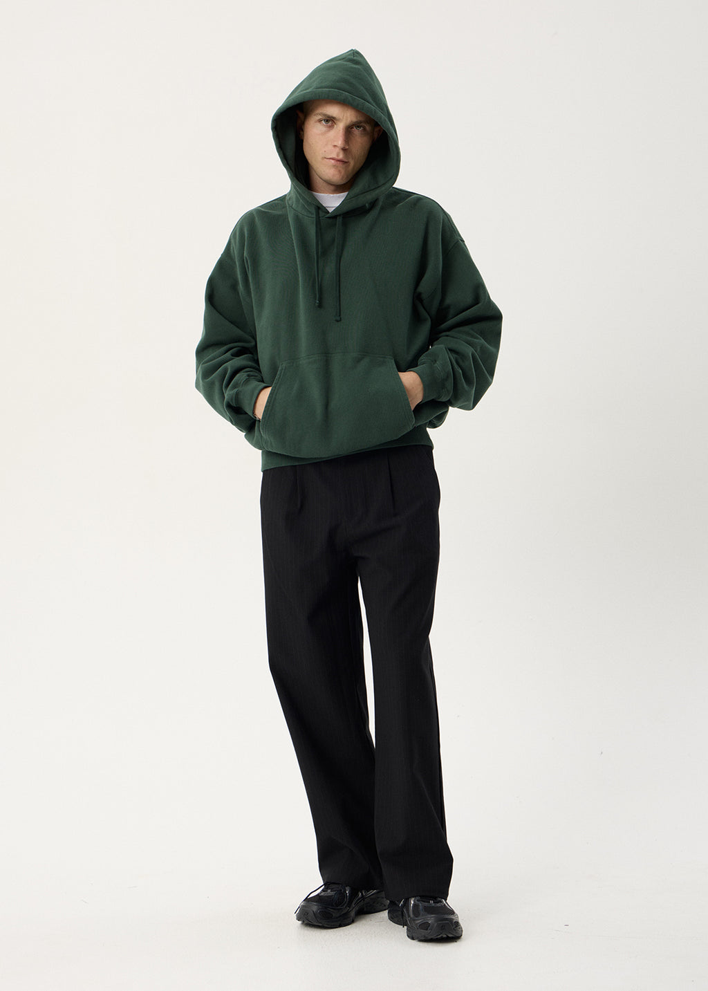 AFENDS Mens Genesis - Boxy Pull On Hood - Washed Pine