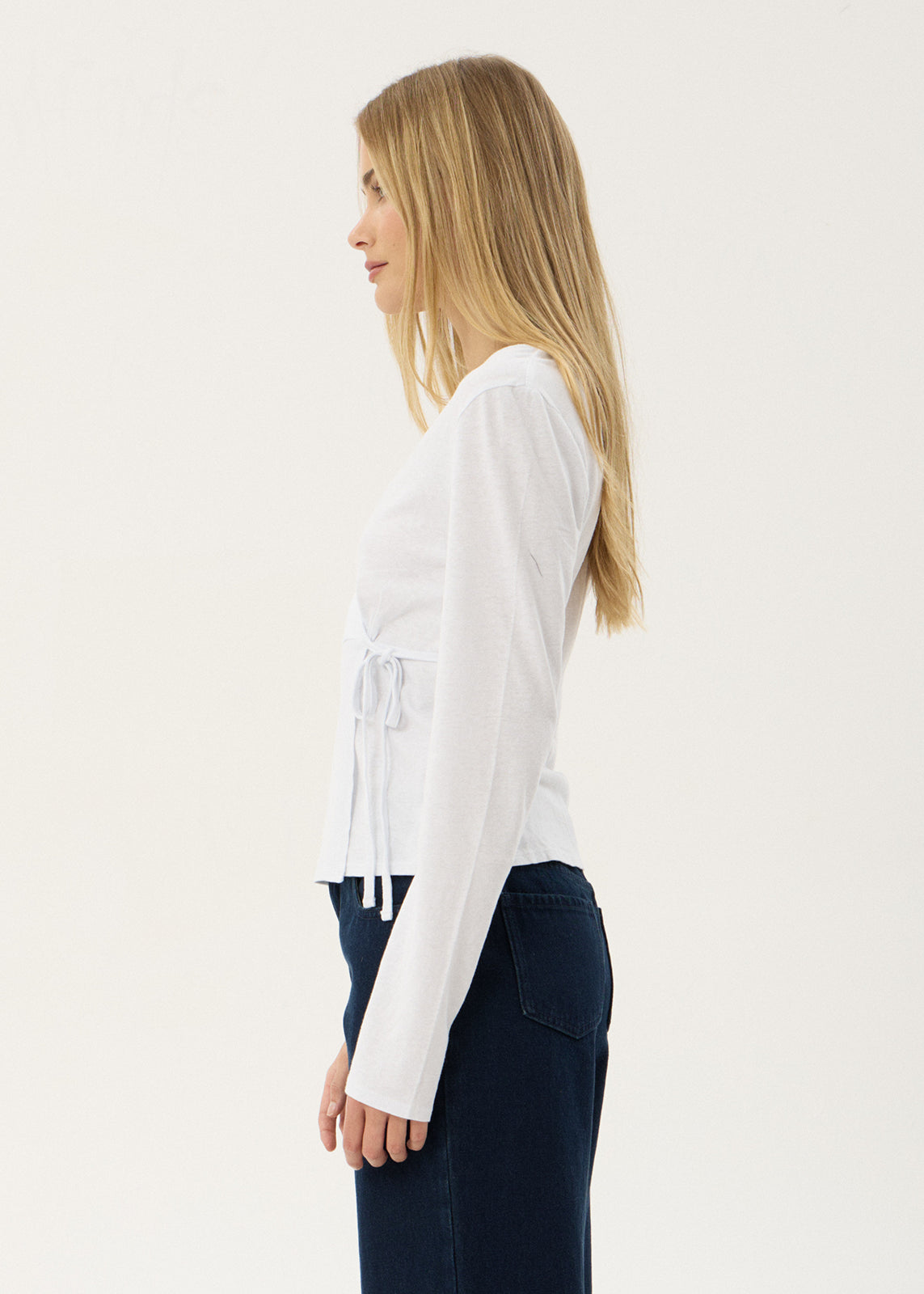 AFENDS Womens Jones - Wrap Long Sleeve Top - White