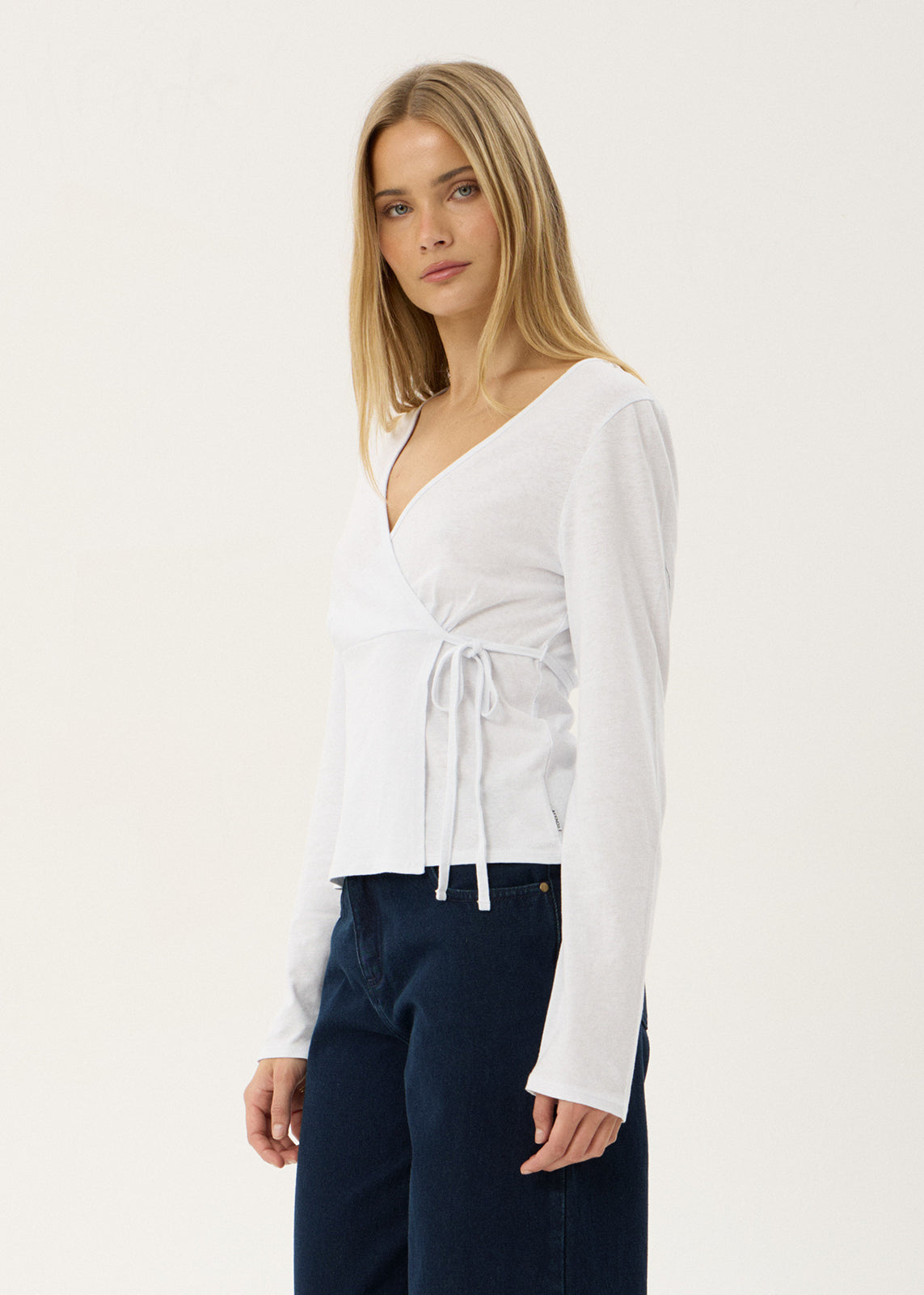 AFENDS Womens Jones - Wrap Long Sleeve Top - White