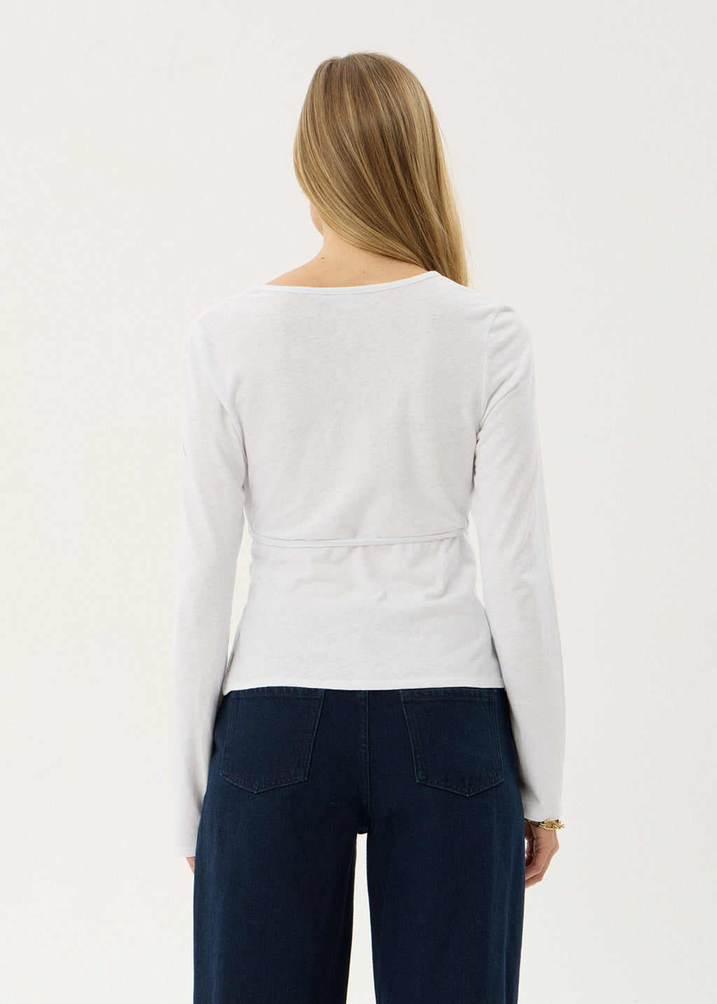 AFENDS Womens Jones - Wrap Long Sleeve Top - White