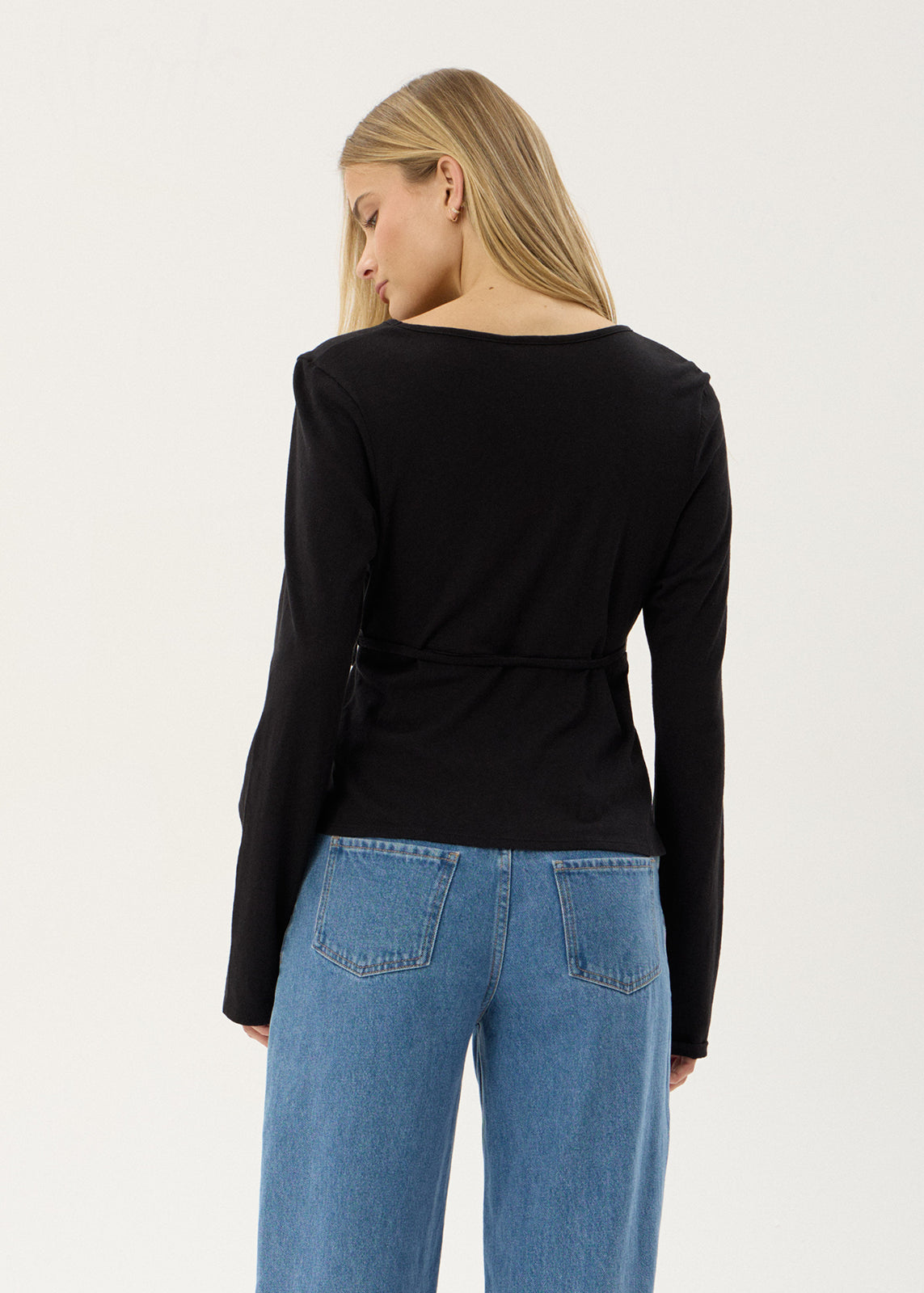 AFENDS Womens Jones - Wrap Long Sleeve Top - Black