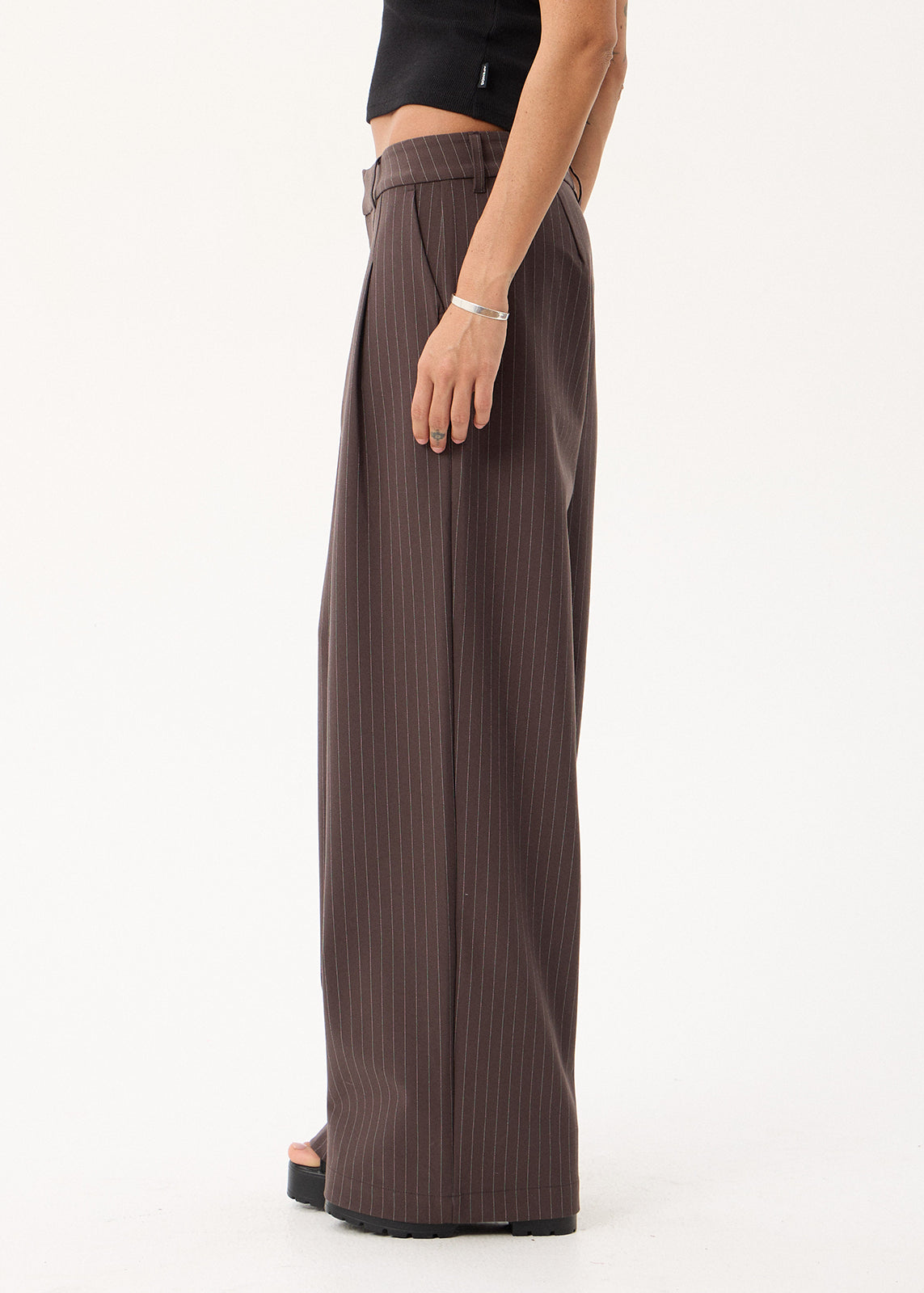 AFENDS Business - Low Rise Trouser - Coffee Stripe