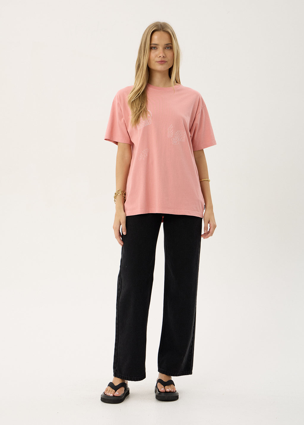 AFENDS Womens Unbound - Oversized Tee - Dusty Pink
