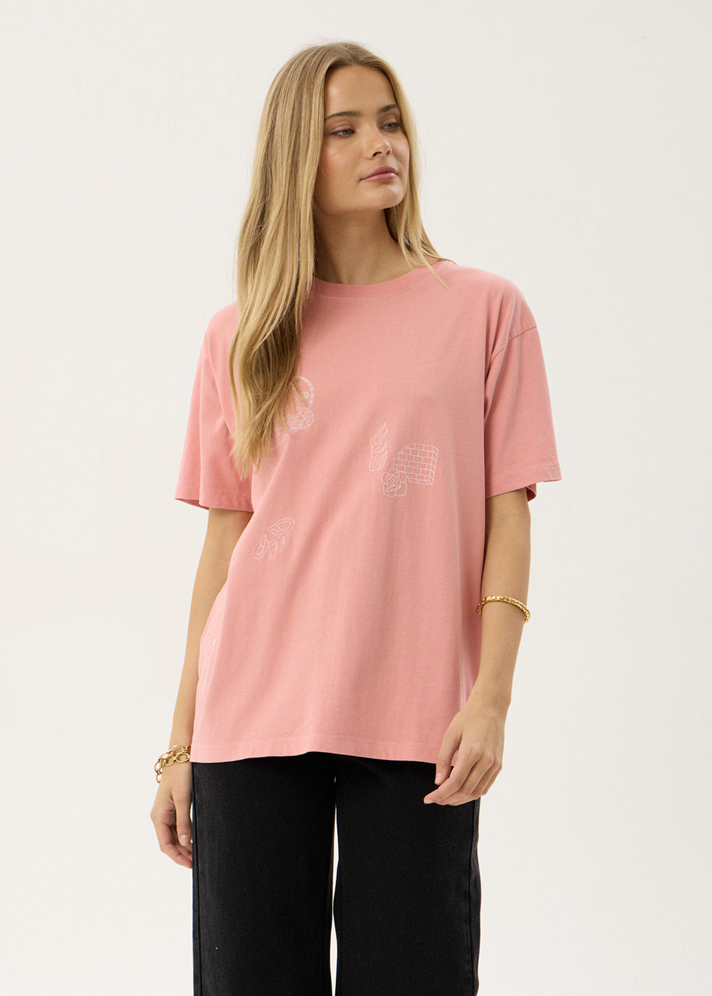 AFENDS Womens Unbound - Oversized Tee - Dusty Pink