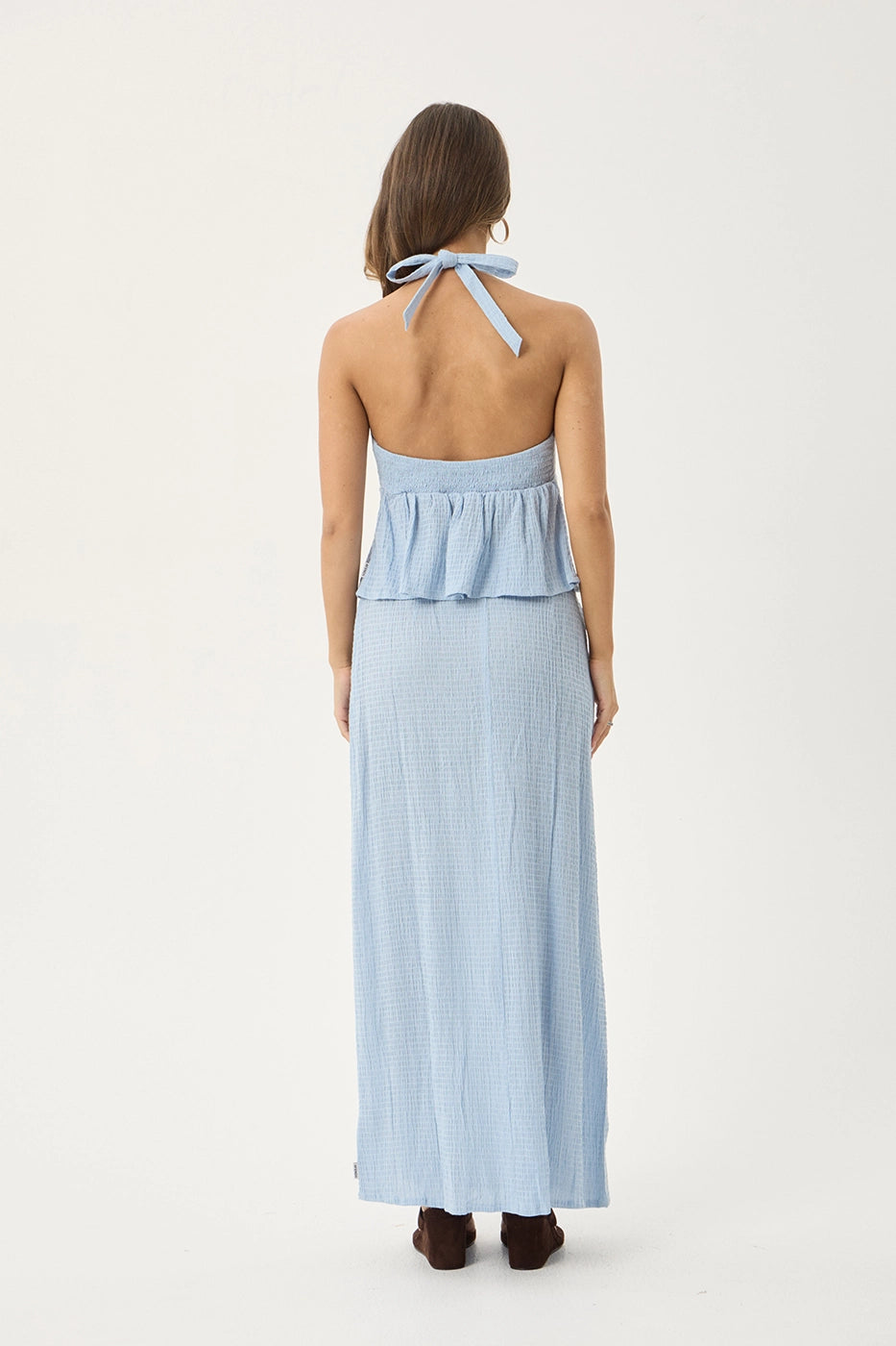 AFENDS Womens Delfina - Seersucker Halter Top - Blue