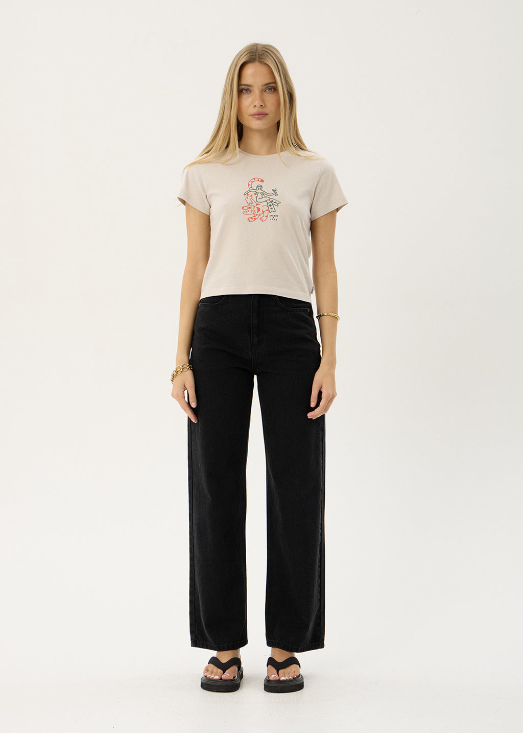 AFENDS Womens Subliminal - Baby Tee - Moonbeam