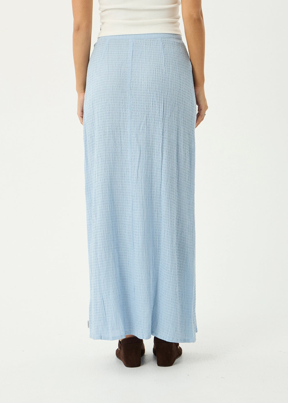 AFENDS Womens Lita - Seersucker Maxi Skirt - Blue
