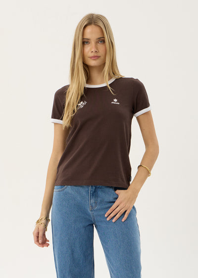 AFENDS Womens Hellbound - Raglan Tee - Coffee