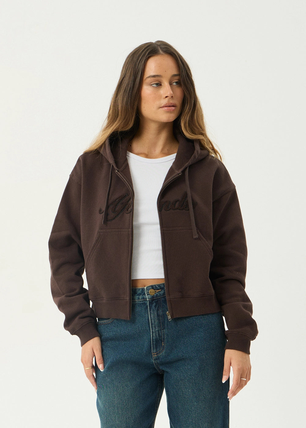 AFENDS Womens Kourt - Zip Hood - Coffee